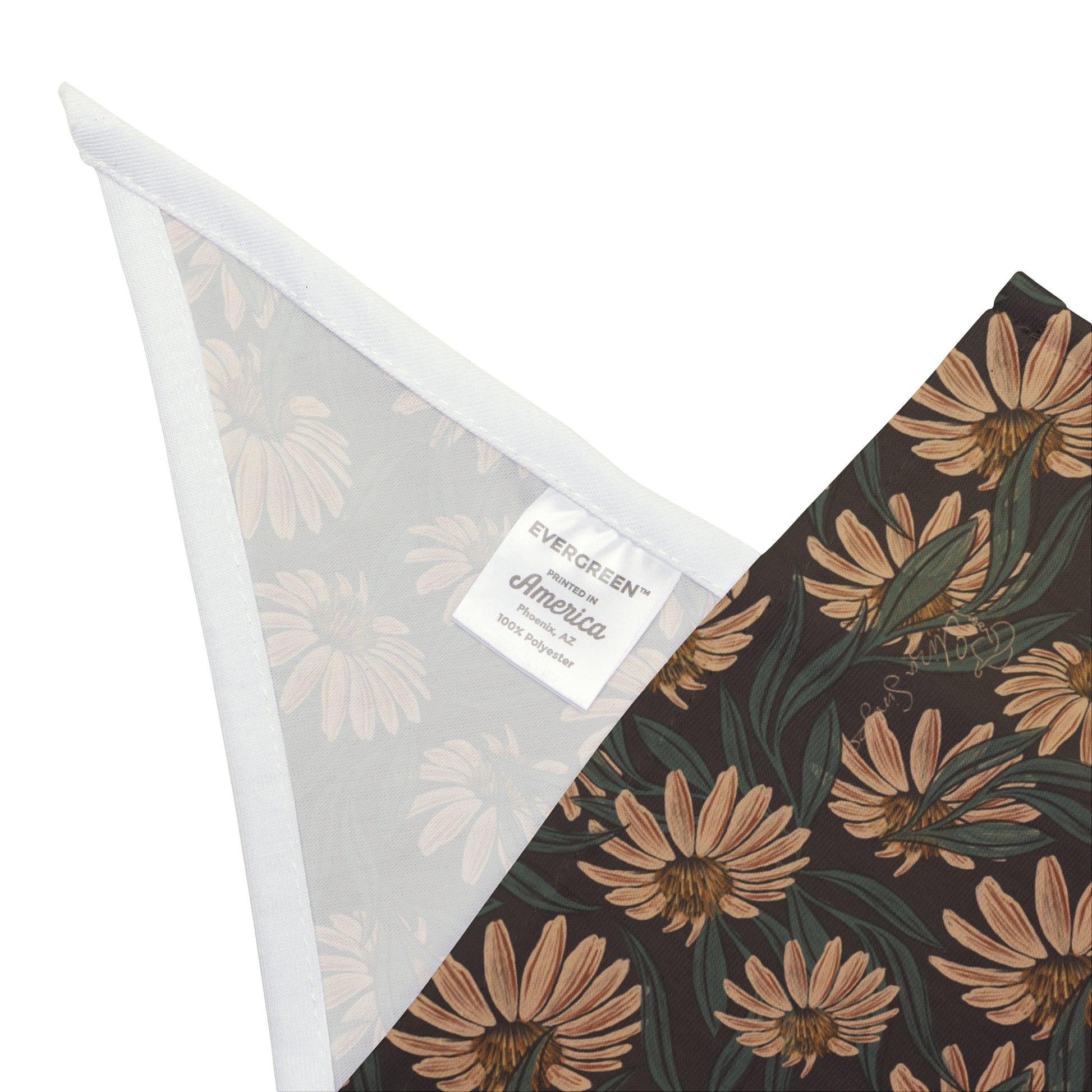 Let your dog roam in style with our Meadow Breeze Dog Bandana/Wild Rag. The Boho Meadows design features neutral tone daisies, adding a touch of natural elegance. Crafted from soft-spun polyester, this wild rag ensures comfort and style during every adventure. Also available for humans, so you and your pup can share the Bohemian vibe, exclusively at Eliza Singer. 