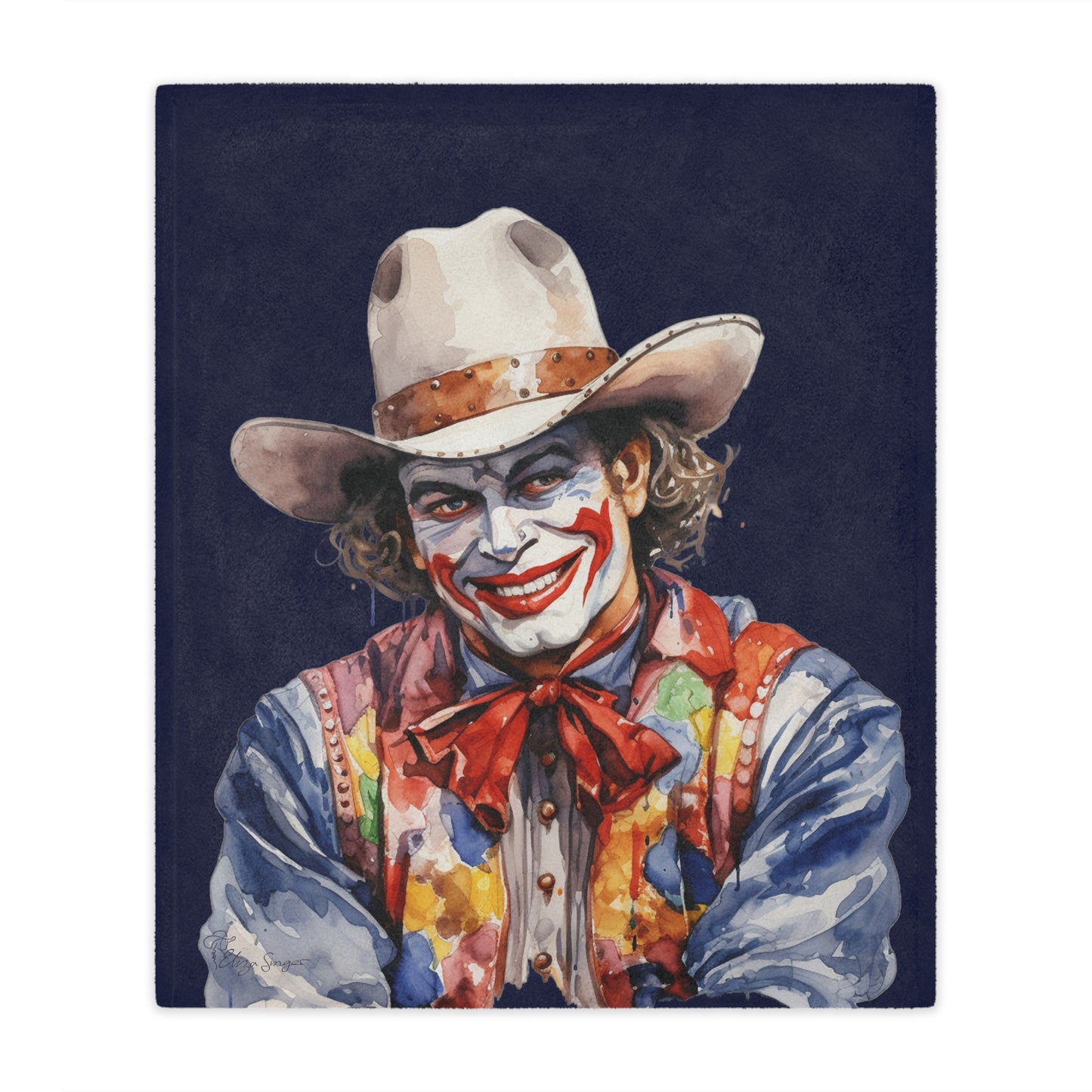 Dark Blue Rodeo Clown Minky Blanket