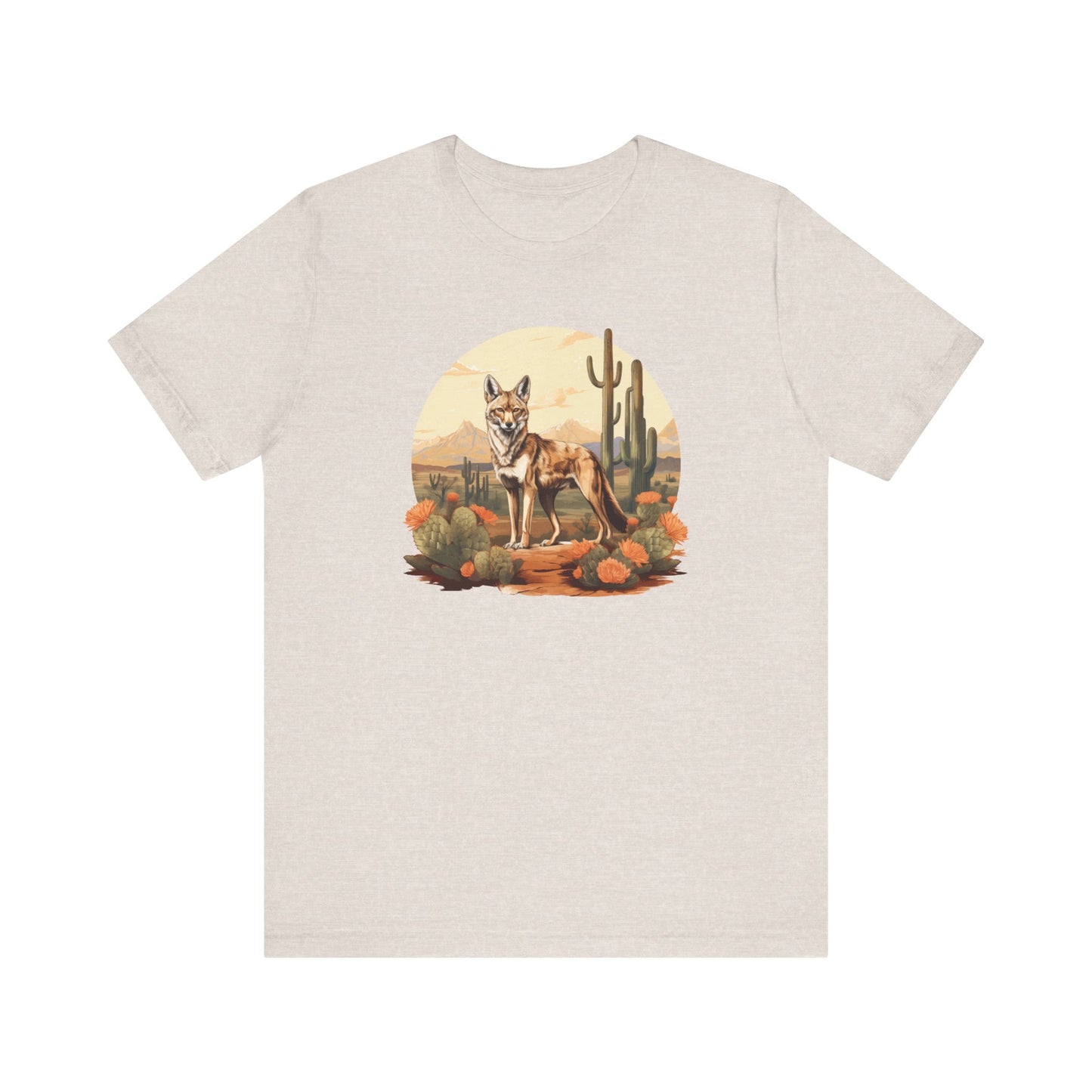 Desert Nomad: Bella Canvas T-shirt with Jackal and Cactus