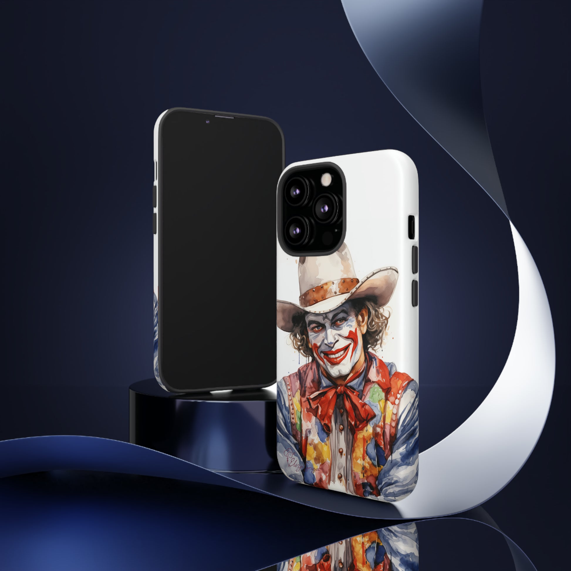 Unveiling our Tough Western Cell Phone Case: Watercolor Rodeo Clown Edition! Immerse yourself in the world of rodeo with this charming watercolor depiction of a rodeo clown on a white background. A perfect blend of style and durability.