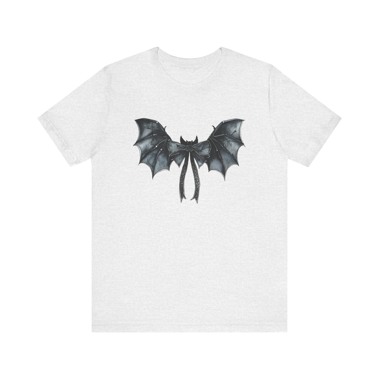 Subtle Spooks: Halloween Bella Canvas T-shirt with Minimalistic Bat Wing Design