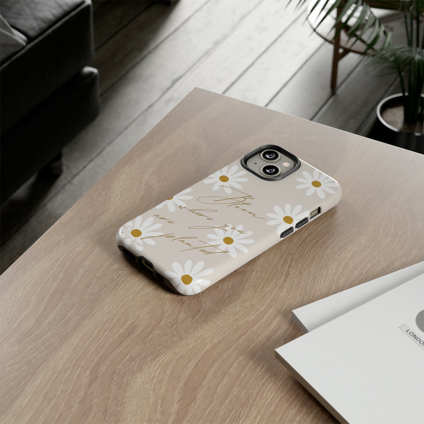 Sunny Boho Blooms: Boho Flower Daisy iPhone Tough Protective Case. A lively fusion of Flowers, Boho, and floral daisies design. Compatible with iPhone 15, 14, 13, XS, XR Pro/Max/Mini/P/Plus. Elevate Your Device with Bohemian Charm and Durability. #ElizaSinger #PhoneCase #FloralDesign