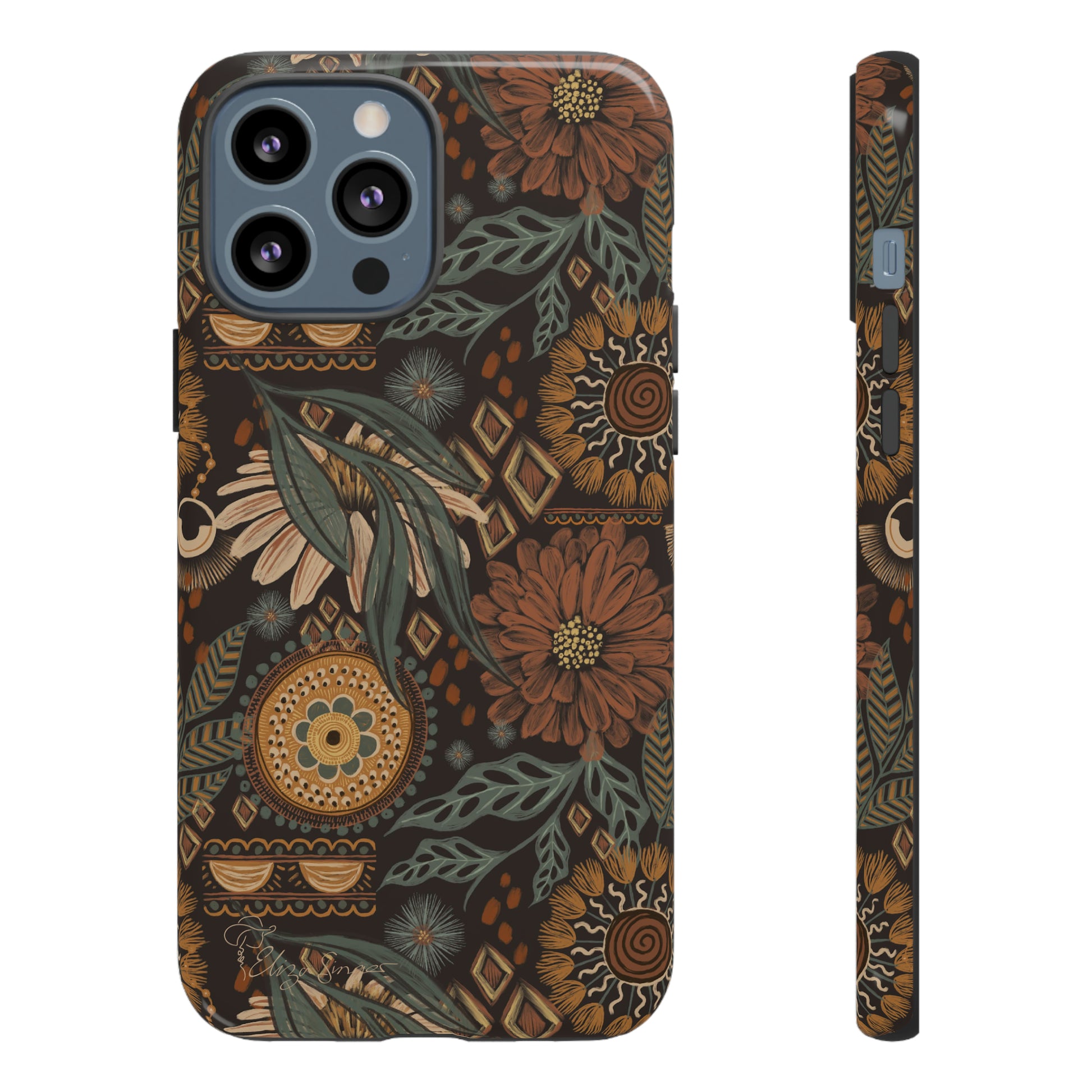Rustic Boho Bloom: Blissfully Boho Rustic Daisy iPhone Tough Protective Cover. An artful fusion of Flowers, Boho, and floral daisies in a Western design. Compatible with iPhone 15, 14, 13, XS, XR Pro/Max/Mini/P/Plus. Embrace Bohemian Elegance with Durability and Style. #ElizaSinger #PhoneCase #BohoFloral