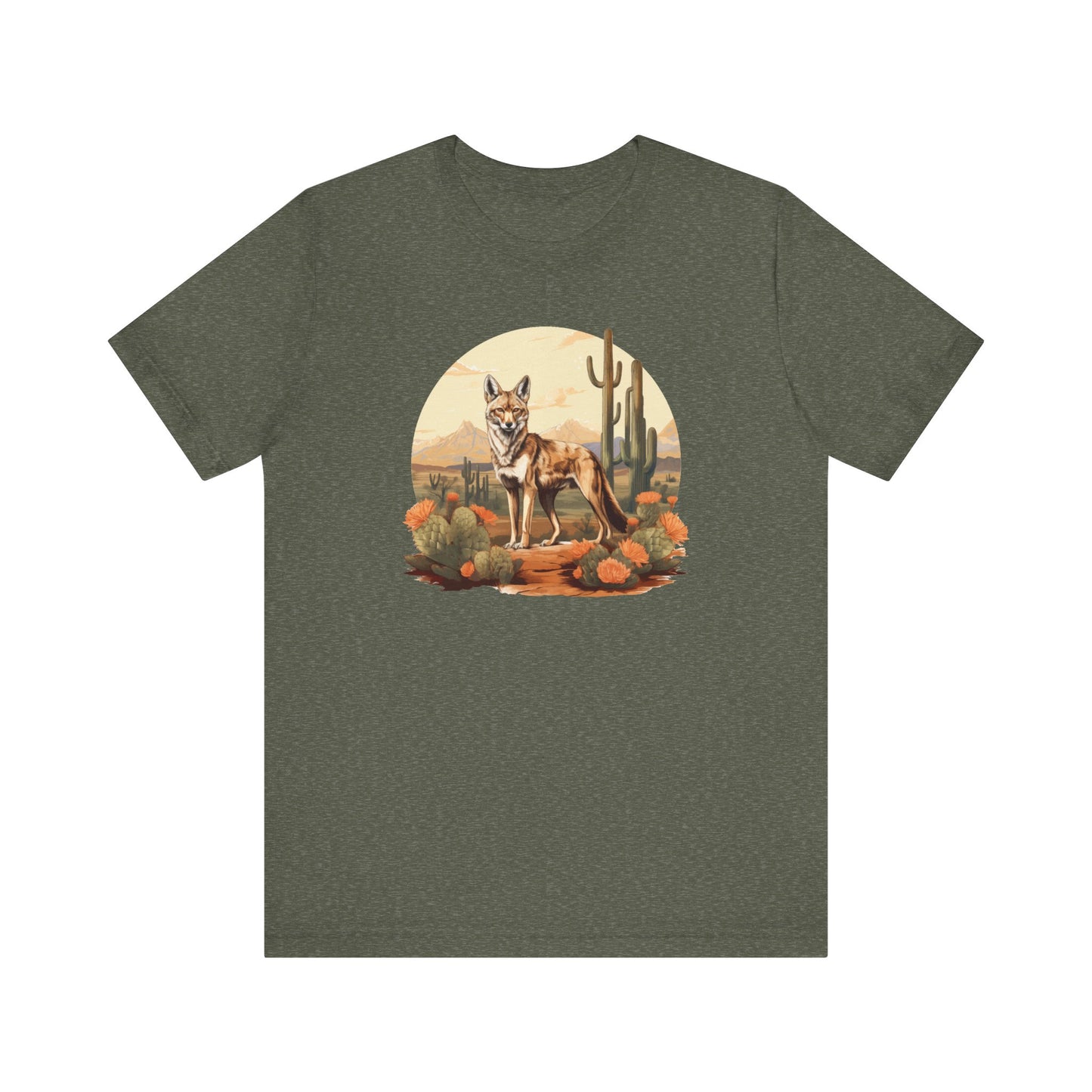 Desert Nomad: Bella Canvas T-shirt with Jackal and Cactus