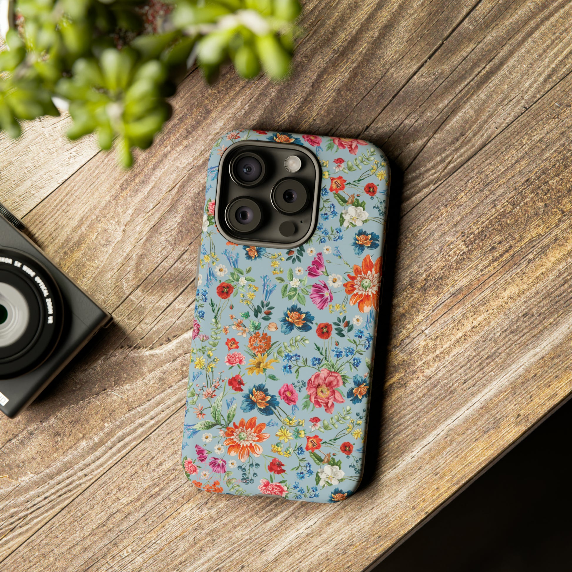 Blossom in Color: Wildflower Floral Colorful Design iPhone Tough Protective Cover. Vibrant flowers in Turquoise and Pink, compatible with iPhone 15, 14, 13, XS, XR Pro/Max/Mini/P/Plus. Embrace Nature's Palette with Style and Durability. #ElizaSinger #PhoneCase #FloralDesign