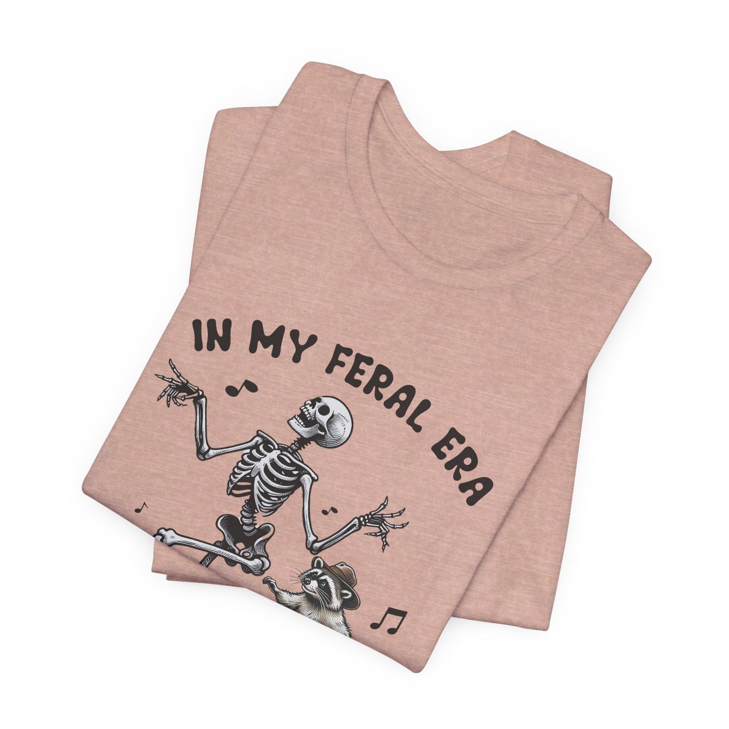 Feral Era: Halloween Bella Canvas T-shirt with Skeleton and Raccoon