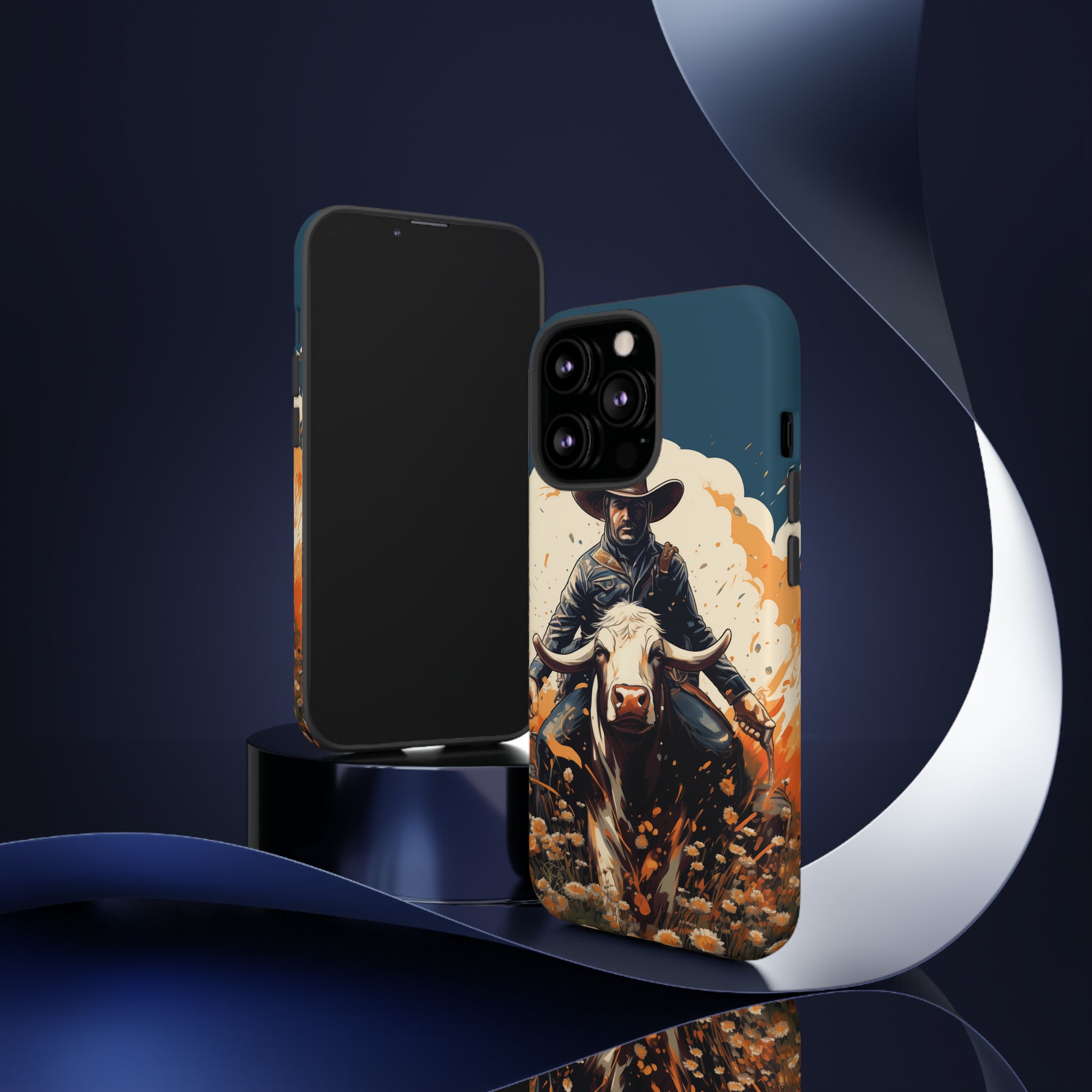 Time-Tested Charm: Immerse yourself in the charm of yesteryear with our Tough Cell Phone Case. Featuring a cowboy on a cow in a field of flowers, this design exudes retro vibes. Experience the perfect blend of vintage style and durable protection. Elevate your phone with a touch of timeless allure. #ElizaSinger #PhoneCase #VintageCharm
