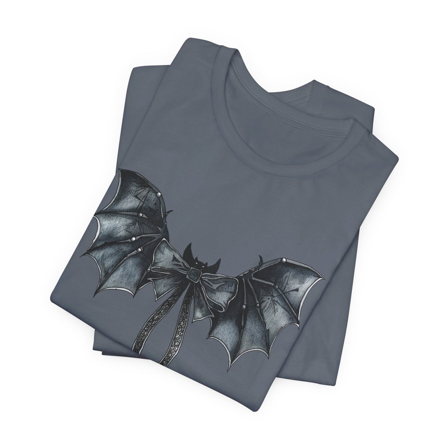 Subtle Spooks: Halloween Bella Canvas T-shirt with Minimalistic Bat Wing Design