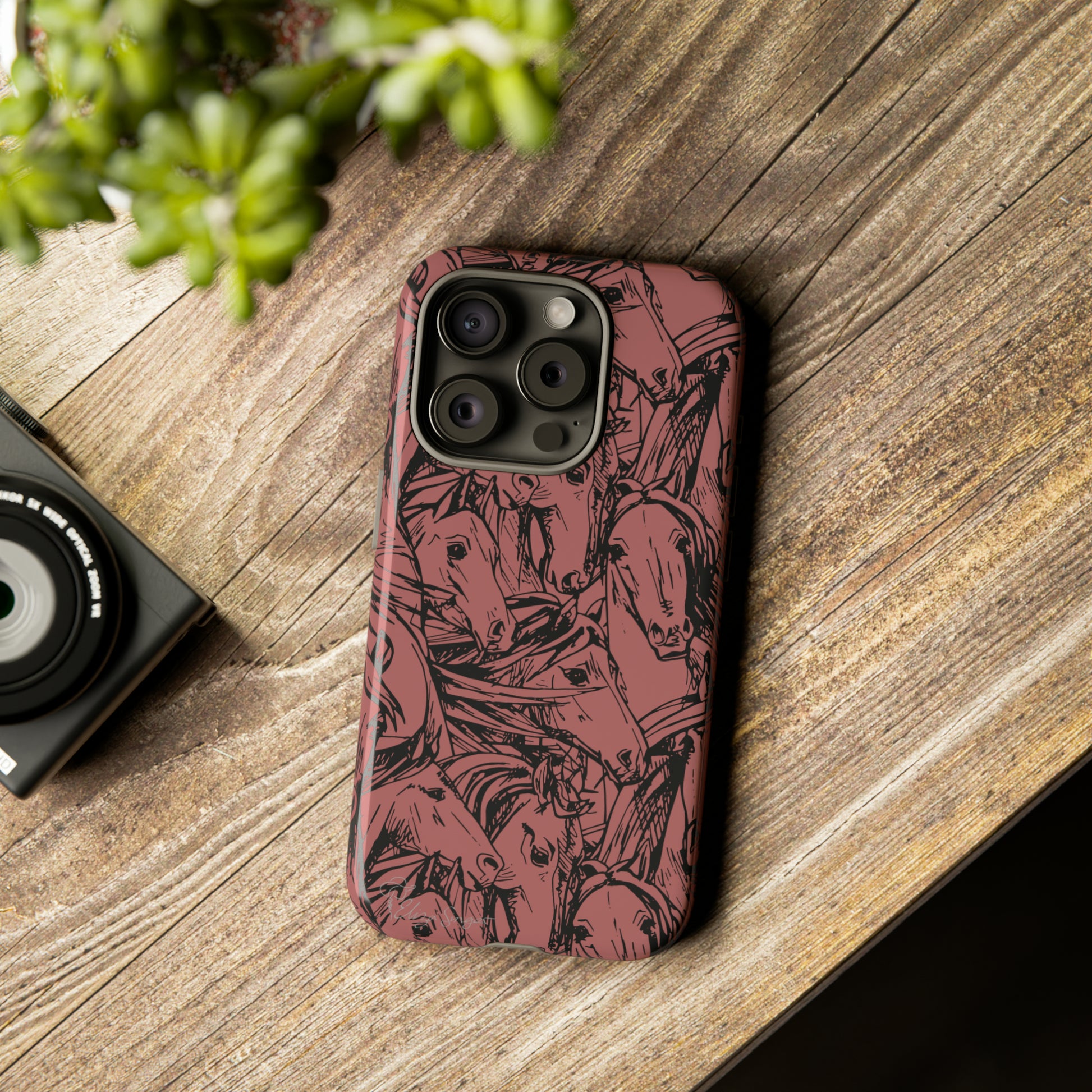 Gallop in Style: Horse Art Western Design iPhone Tough Protective Cover. Featuring a Scribble Horse Drawing, compatible with iPhone 15, 14, 13, 12, 11, XS, XR Pro/Max/Mini/P/Plus. Unleash the Rider in You with Style and Durability. #ElizaSinger #PhoneCase #WesternArt