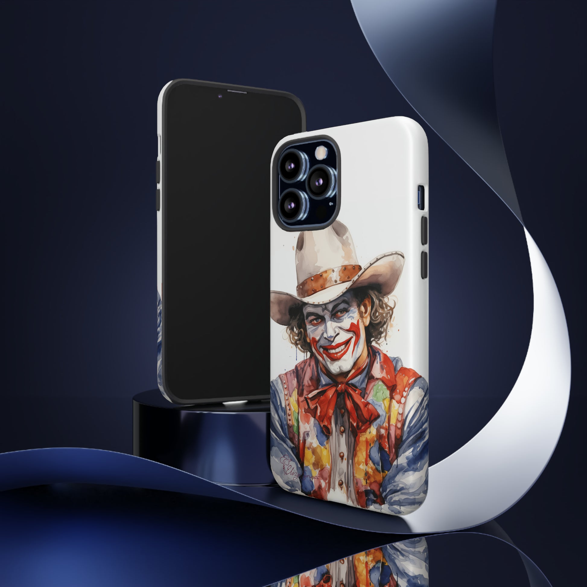 Unveiling our Tough Western Cell Phone Case: Watercolor Rodeo Clown Edition! Immerse yourself in the world of rodeo with this charming watercolor depiction of a rodeo clown on a white background. A perfect blend of style and durability.
