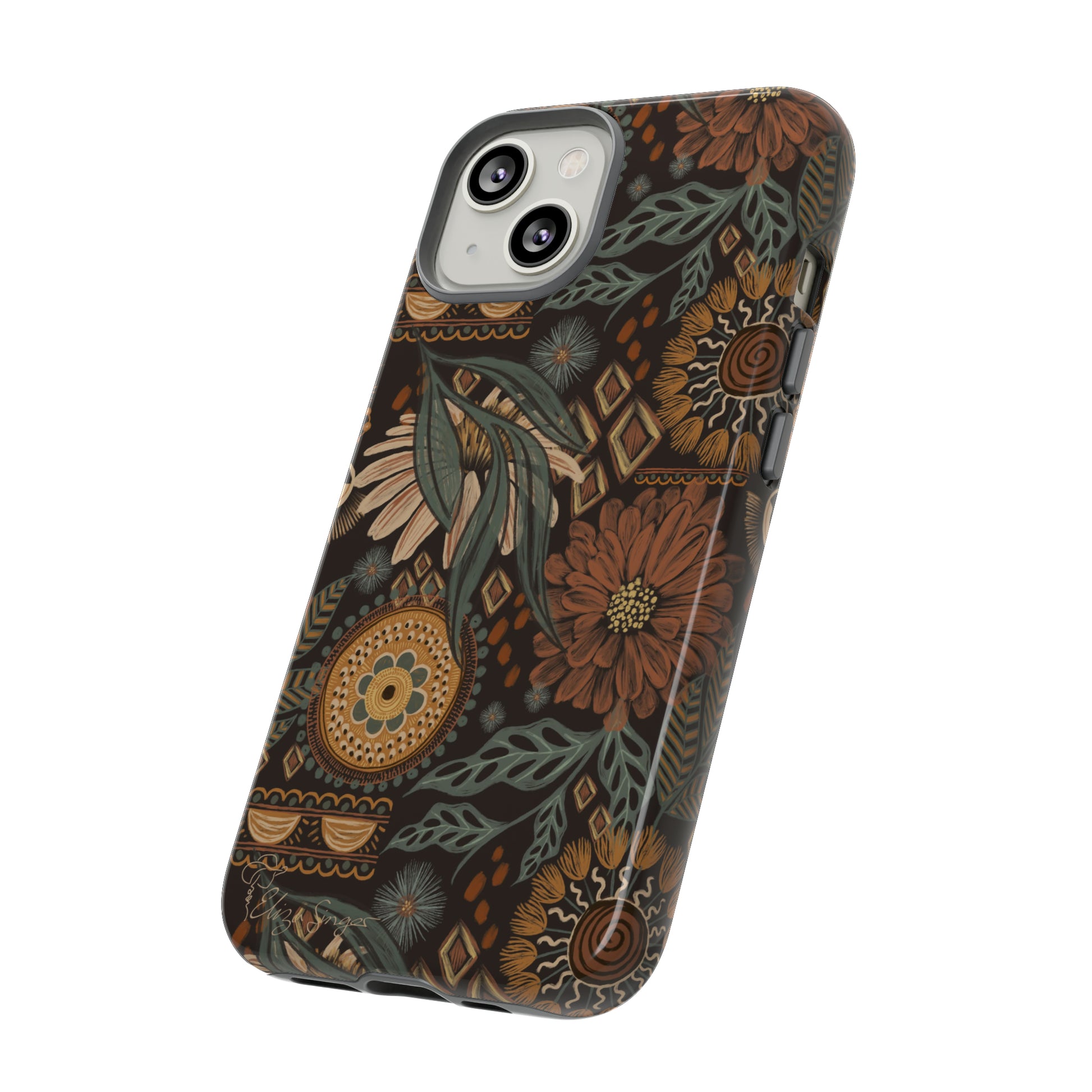 Rustic Boho Bloom: Blissfully Boho Rustic Daisy iPhone Tough Protective Cover. An artful fusion of Flowers, Boho, and floral daisies in a Western design. Compatible with iPhone 15, 14, 13, XS, XR Pro/Max/Mini/P/Plus. Embrace Bohemian Elegance with Durability and Style. #ElizaSinger #PhoneCase #BohoFloral