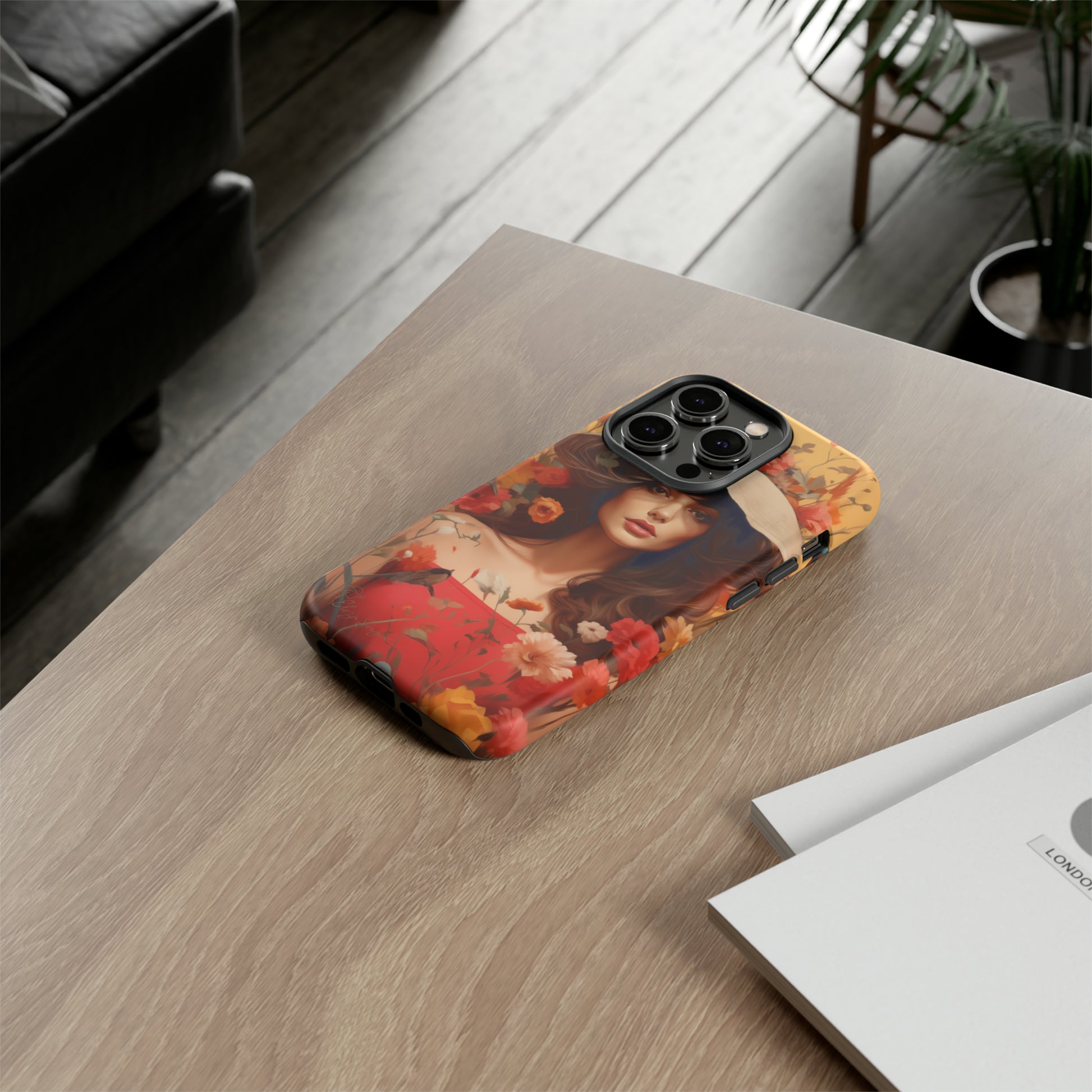 Bask in Sunshine: Embrace the warmth with our Tough Cell Phone Case. A yellow backdrop and a woman in a hat surrounded by flowers create a radiant design. Experience the perfect blend of style and protection, bringing sunshine into your everyday. Elevate your phone with a burst of brightness. #ElizaSinger #PhoneCase #SunshineRadiance