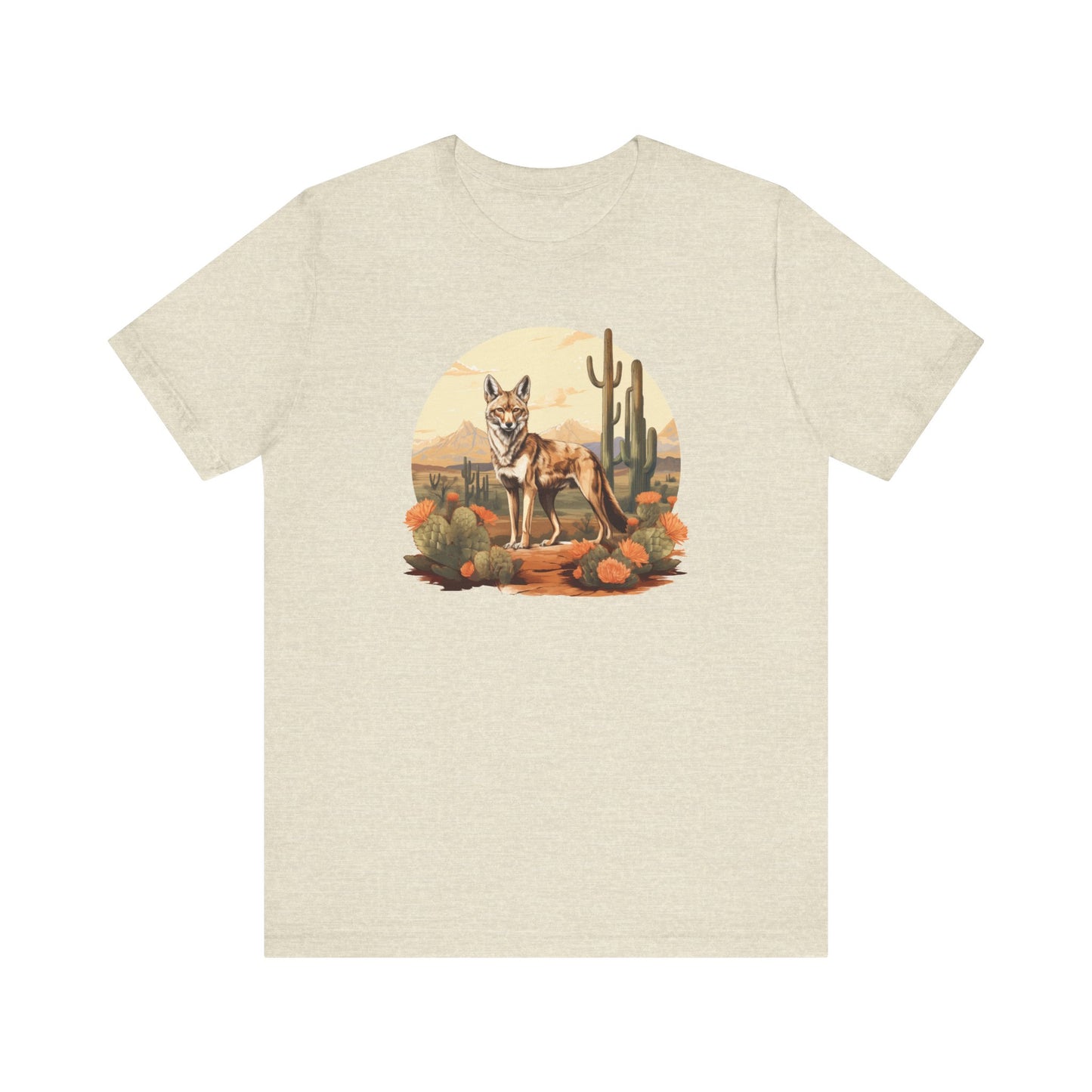 Desert Nomad: Bella Canvas T-shirt with Jackal and Cactus