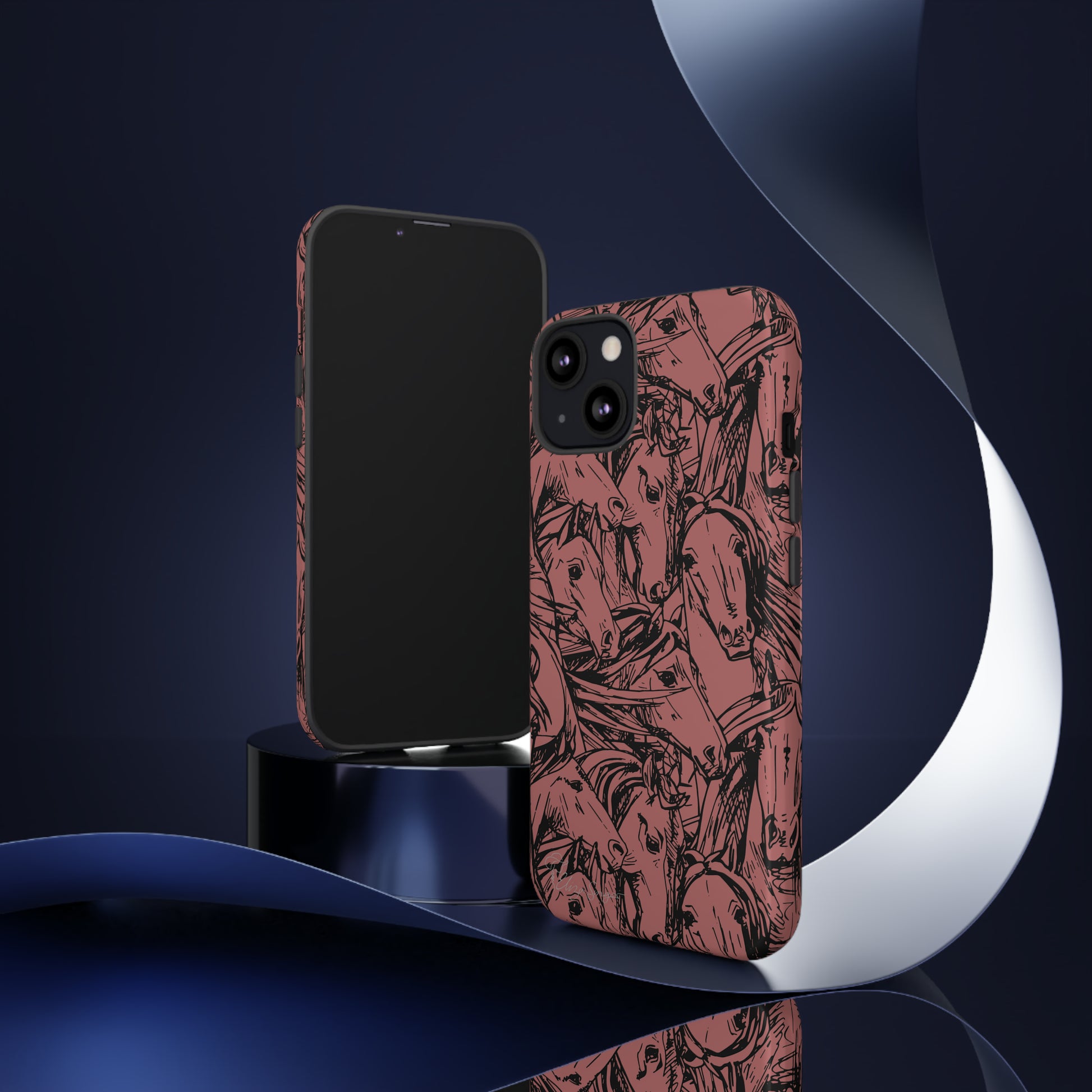 Gallop in Style: Horse Art Western Design iPhone Tough Protective Cover. Featuring a Scribble Horse Drawing, compatible with iPhone 15, 14, 13, 12, 11, XS, XR Pro/Max/Mini/P/Plus. Unleash the Rider in You with Style and Durability. #ElizaSinger #PhoneCase #WesternArt