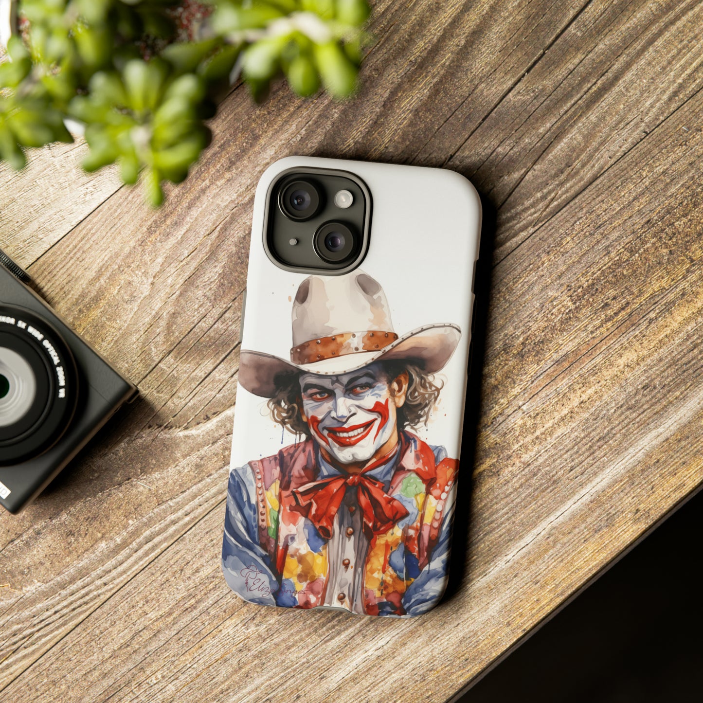 Unveiling our Tough Western Cell Phone Case: Watercolor Rodeo Clown Edition! Immerse yourself in the world of rodeo with this charming watercolor depiction of a rodeo clown on a white background. A perfect blend of style and durability.