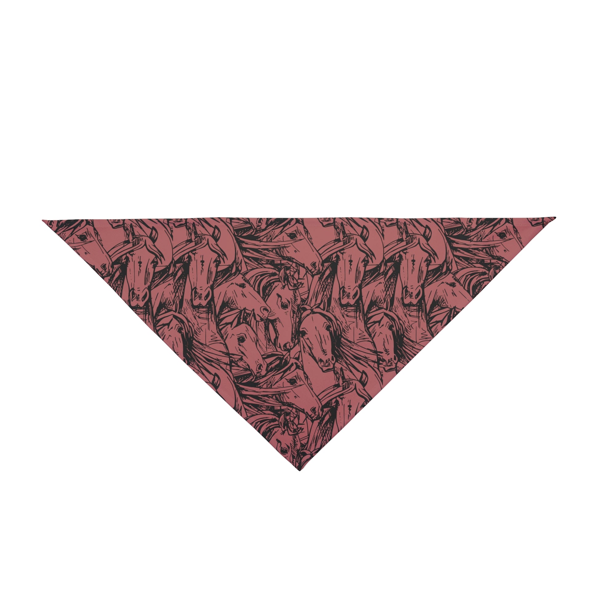 Unleash the elegance of horses with our Equine Elegance Dog Bandana/Wild Rag. The ink sketch of horse heads on a dark coral background adds a touch of sophistication to your pup's look. Crafted from soft-spun polyester, this wild rag ensures comfort and style. Let your dog showcase their love for equine beauty with this exclusive design, available only at Eliza Singer.