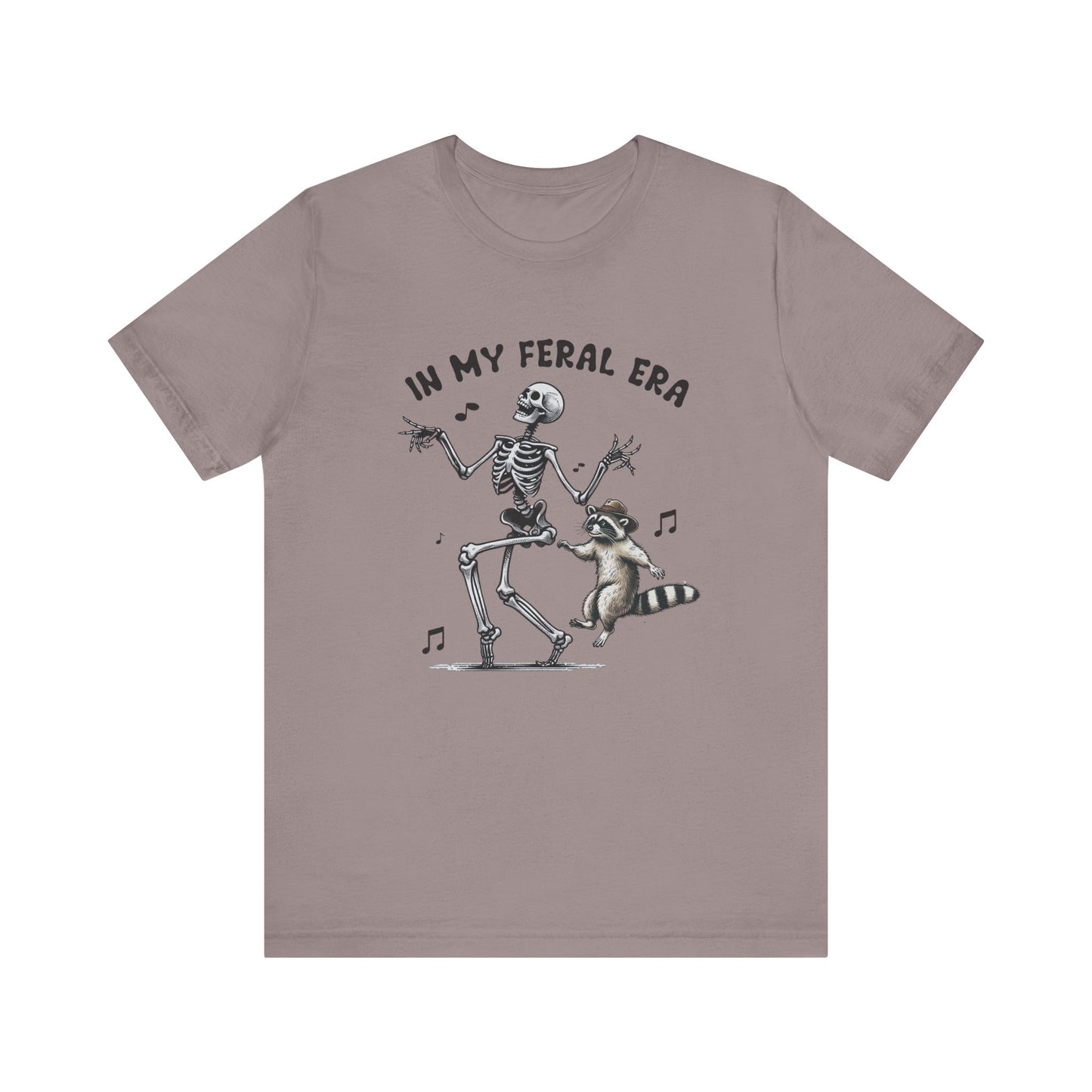 Feral Era: Halloween Bella Canvas T-shirt with Skeleton and Raccoon