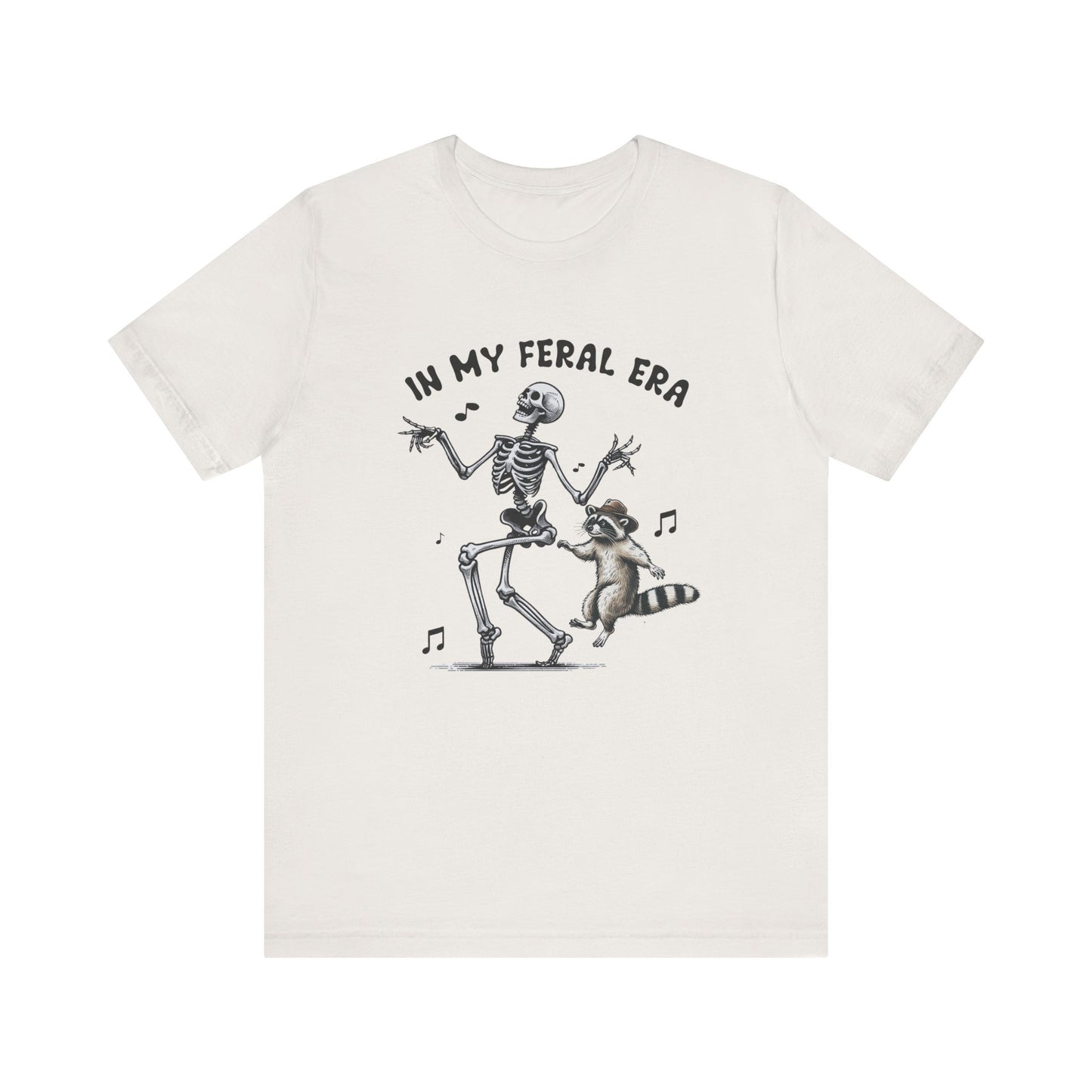 Feral Era: Halloween Bella Canvas T-shirt with Skeleton and Raccoon