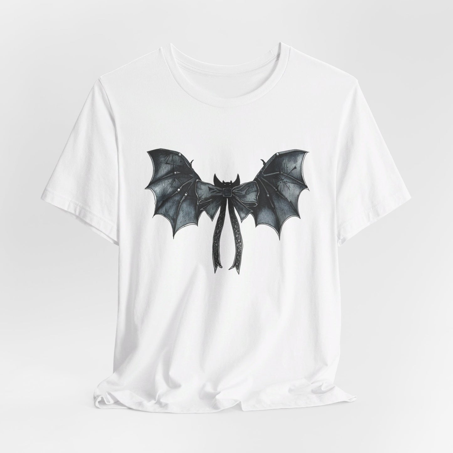 Subtle Spooks: Halloween Bella Canvas T-shirt with Minimalistic Bat Wing Design