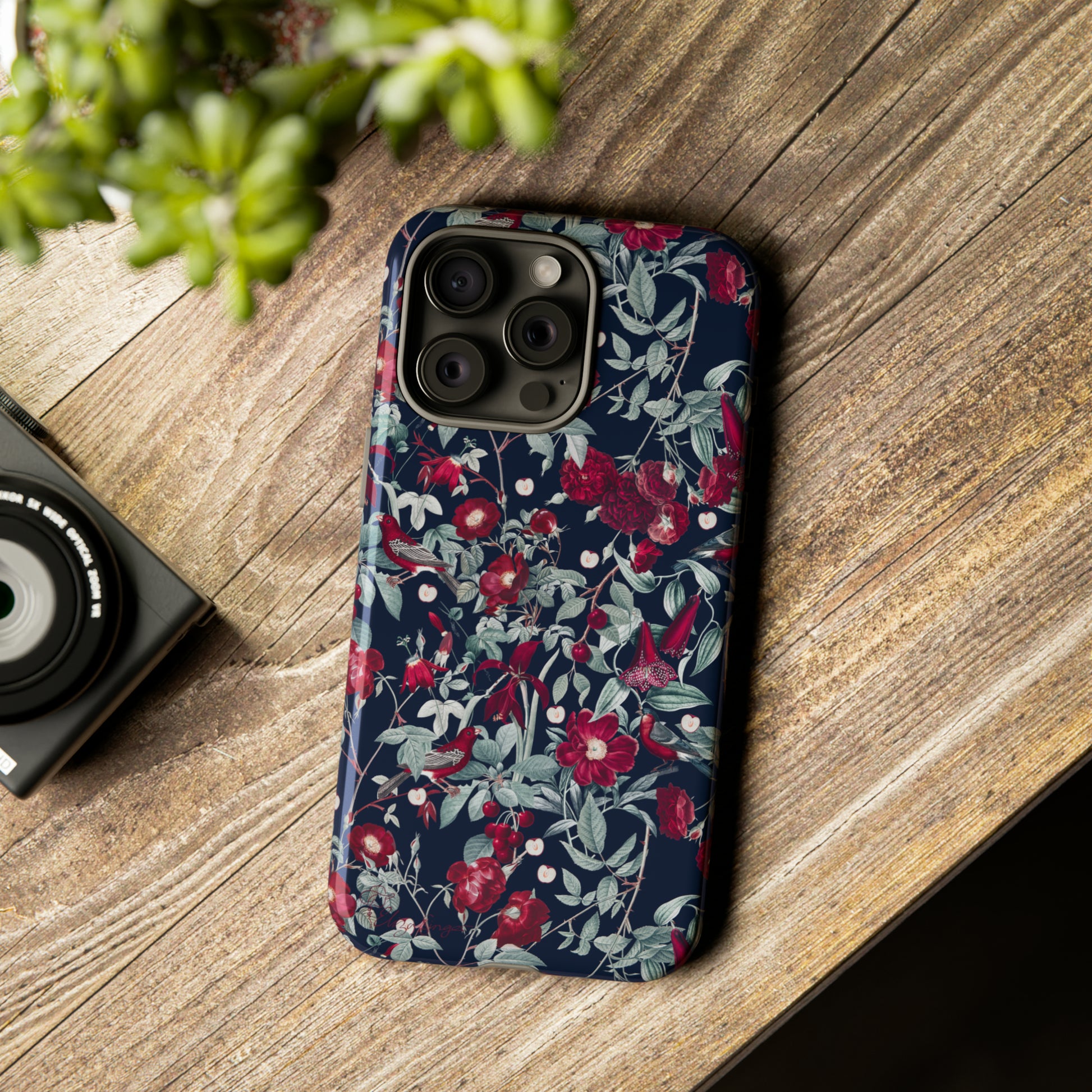 Blossom Serenade: Cherry Blossom Serenade Burgundy Navy Dark iPhone Tough Protective Cover. A captivating blend of Flowers in burgundy and navy hues, featuring a muted design. Compatible with iPhone 15, 14, 13, XS, XR Pro/Max/Mini/P/Plus. Elevate your device with this enchanting and stylish protective cover. #ElizaSinger #PhoneCase #FloralDesign