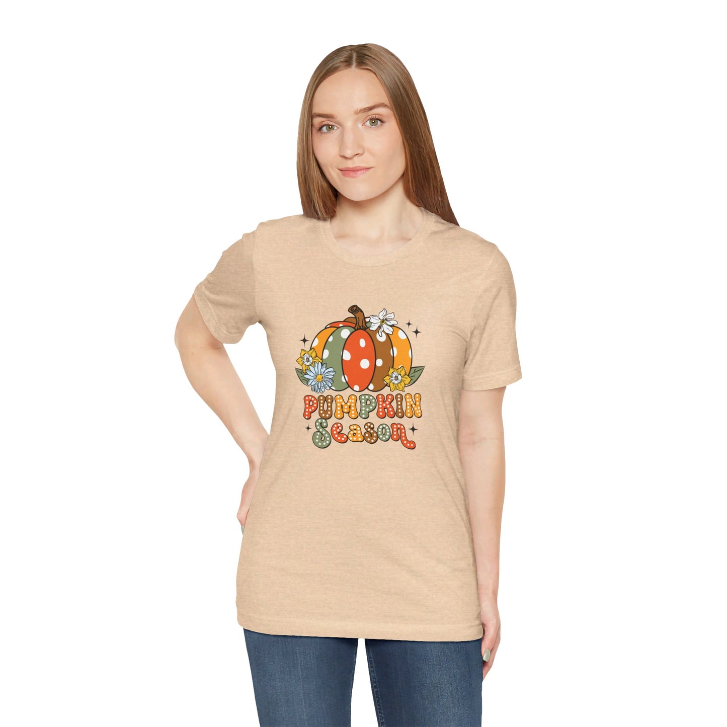 Pumpkin Season: Bella Canvas T-shirt with Multicolored Pumpkins