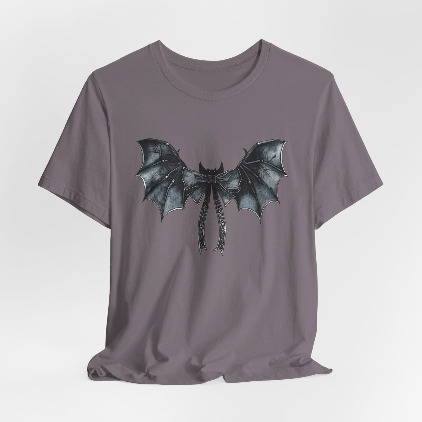 Subtle Spooks: Halloween Bella Canvas T-shirt with Minimalistic Bat Wing Design