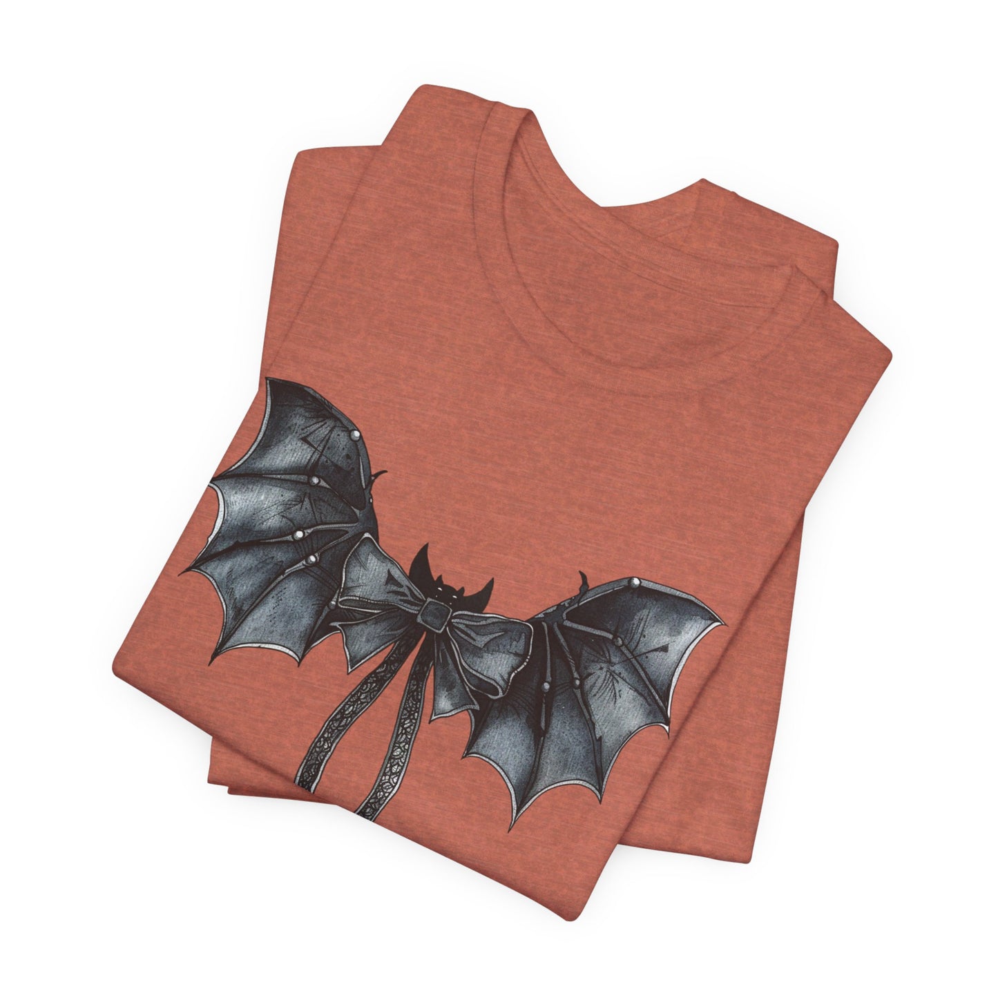 Subtle Spooks: Halloween Bella Canvas T-shirt with Minimalistic Bat Wing Design