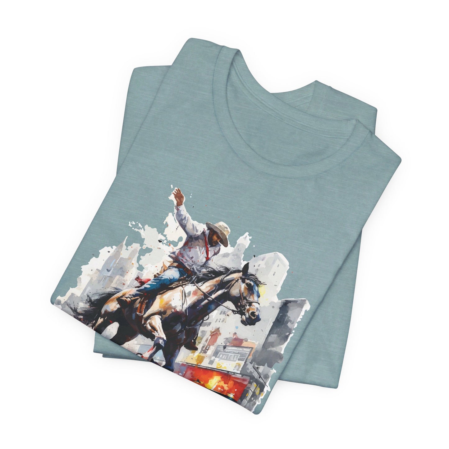 Urban Rodeo: Bella Canvas T-shirt with Cowboy in Times Square