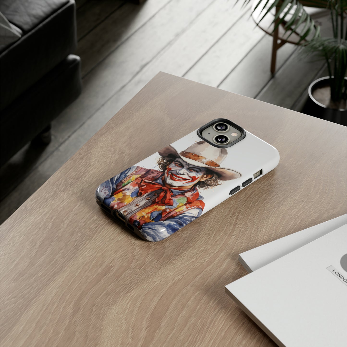 Unveiling our Tough Western Cell Phone Case: Watercolor Rodeo Clown Edition! Immerse yourself in the world of rodeo with this charming watercolor depiction of a rodeo clown on a white background. A perfect blend of style and durability.