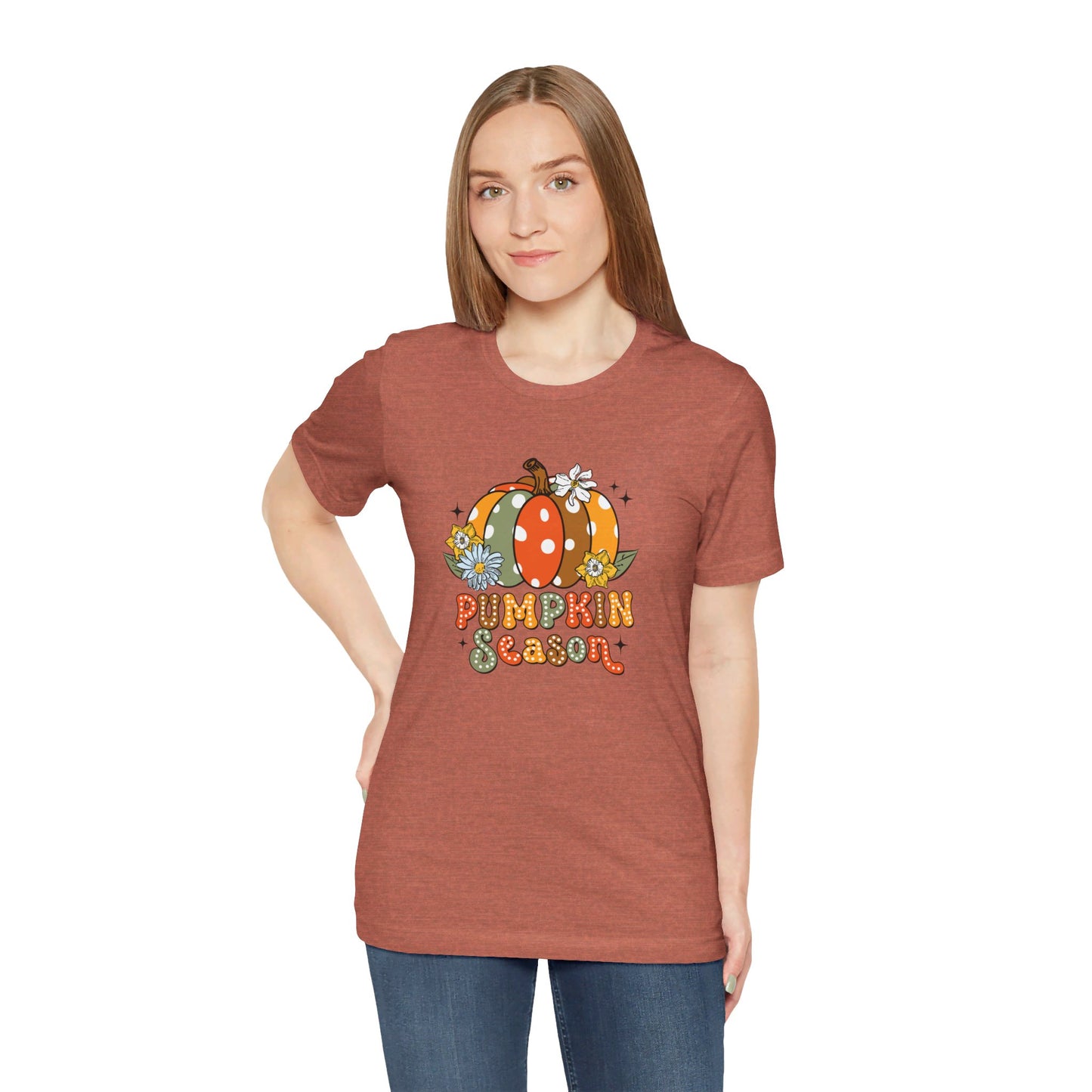 Pumpkin Season: Bella Canvas T-shirt with Multicolored Pumpkins