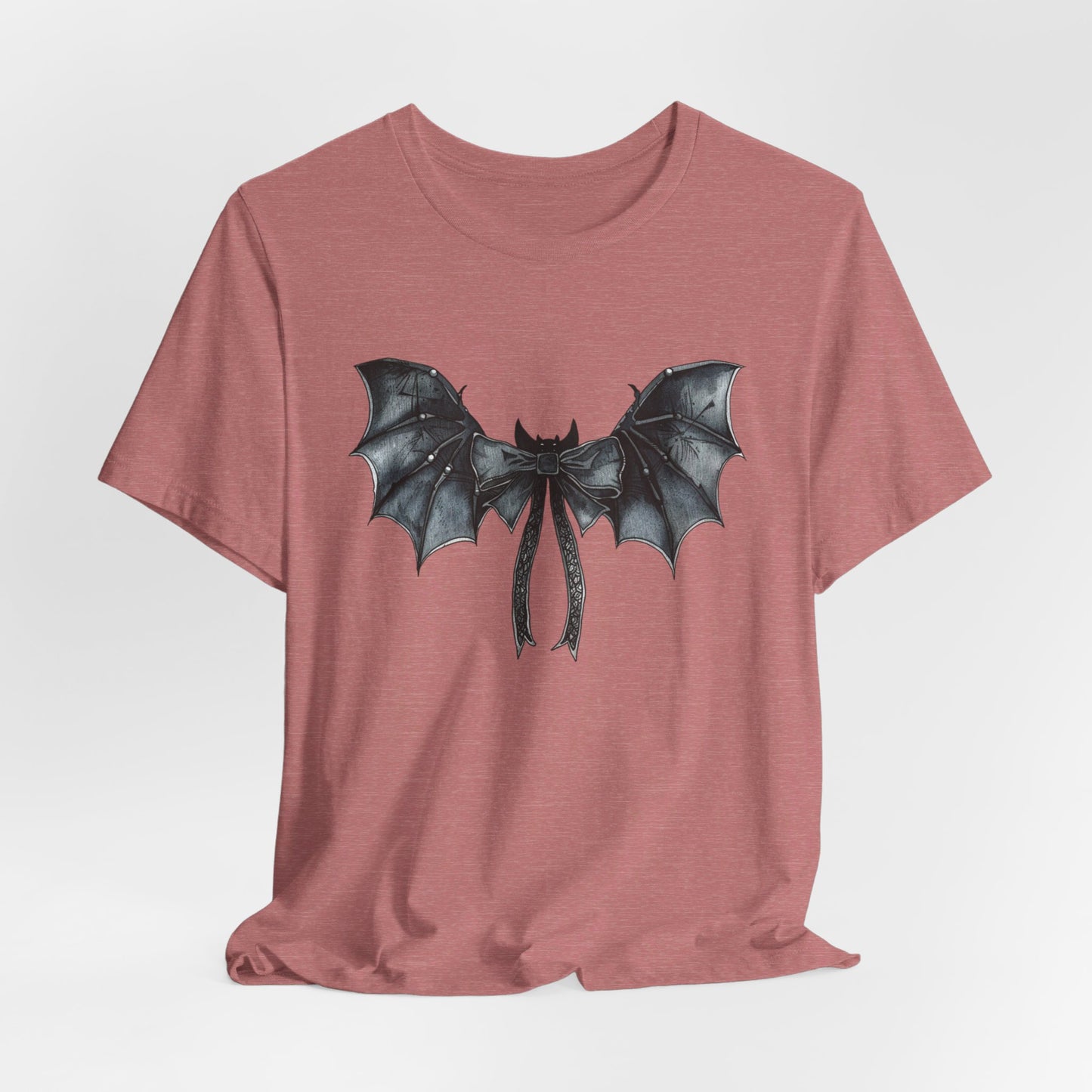 Subtle Spooks: Halloween Bella Canvas T-shirt with Minimalistic Bat Wing Design