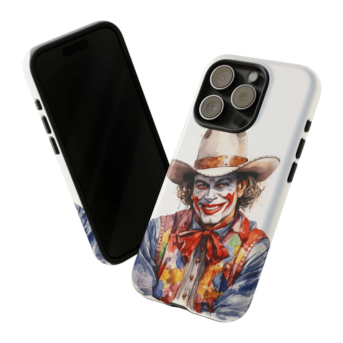 Unveiling our Tough Western Cell Phone Case: Watercolor Rodeo Clown Edition! Immerse yourself in the world of rodeo with this charming watercolor depiction of a rodeo clown on a white background. A perfect blend of style and durability.