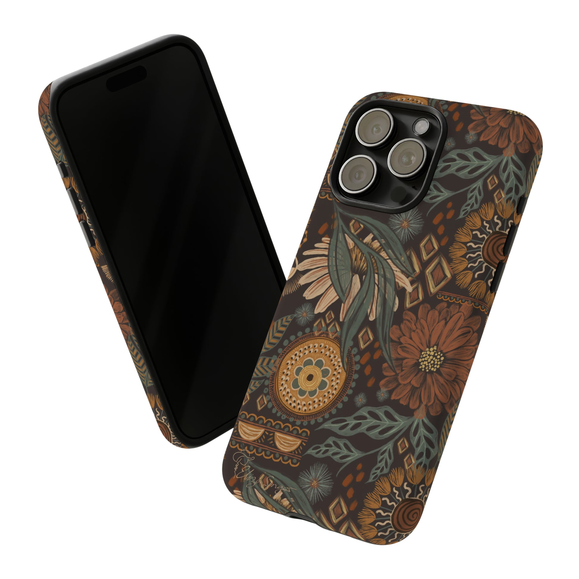 Rustic Boho Bloom: Blissfully Boho Rustic Daisy iPhone Tough Protective Cover. An artful fusion of Flowers, Boho, and floral daisies in a Western design. Compatible with iPhone 15, 14, 13, XS, XR Pro/Max/Mini/P/Plus. Embrace Bohemian Elegance with Durability and Style. #ElizaSinger #PhoneCase #BohoFloral