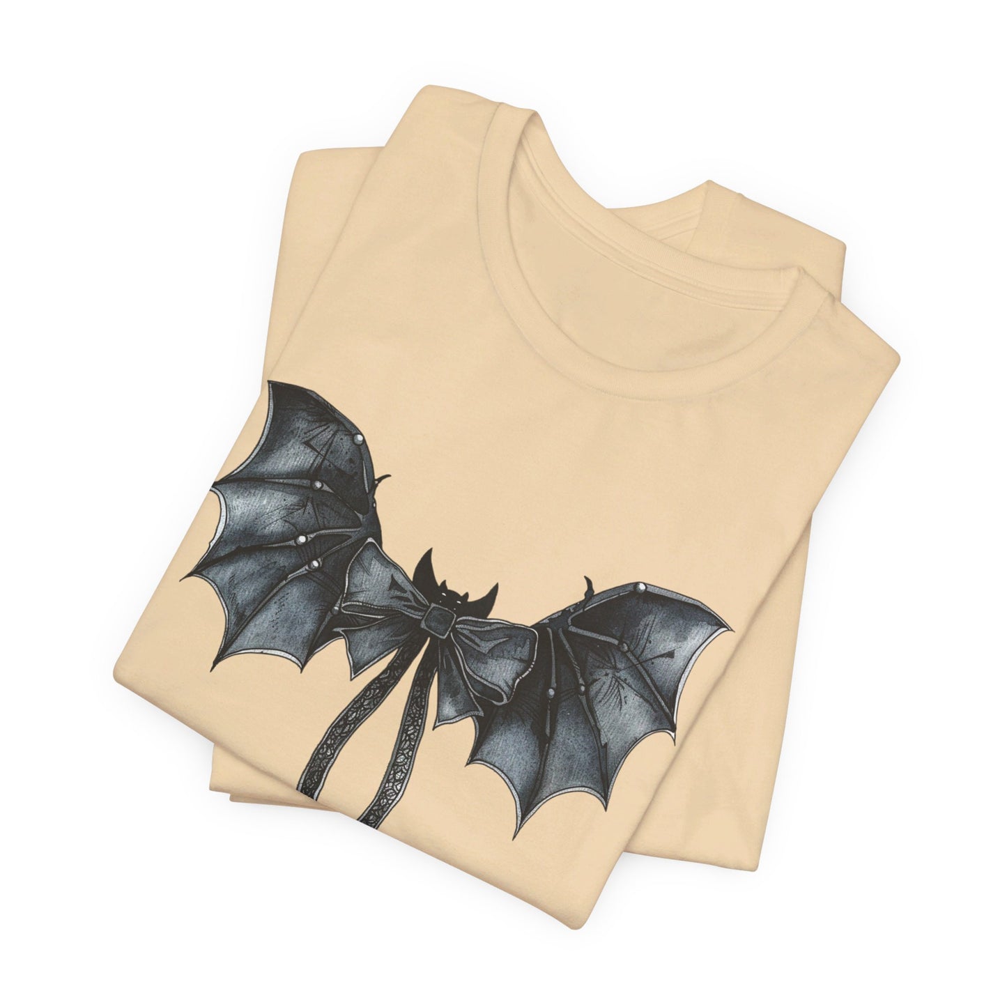Subtle Spooks: Halloween Bella Canvas T-shirt with Minimalistic Bat Wing Design