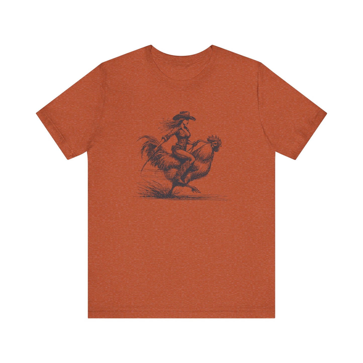 Scribble Style: Bella Canvas T-shirt with Cowgirl on Rooster