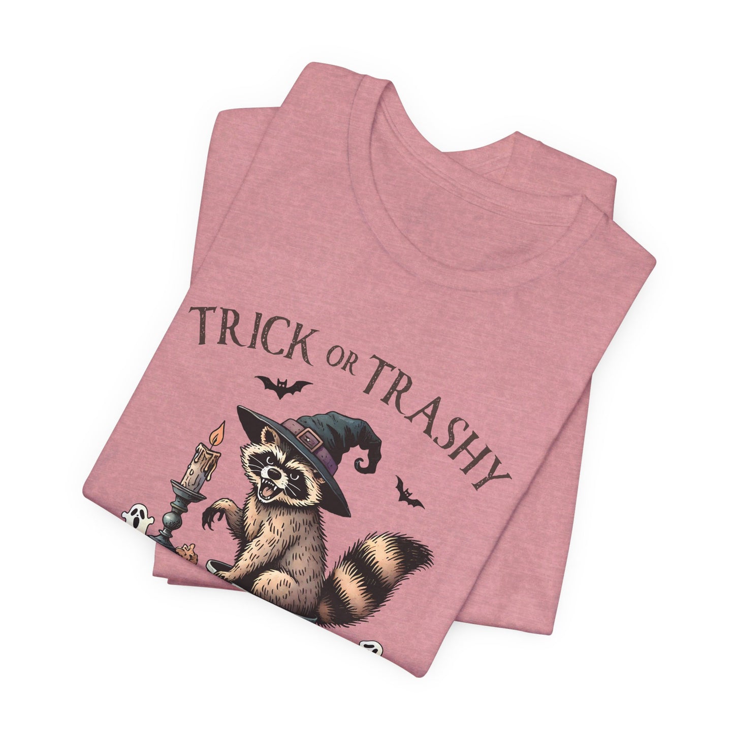 Trick or Trashy: Halloween Bella Canvas T-shirt with Raccoon