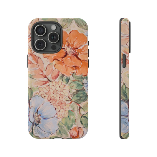 Pastel Petals: Botany Pastel Flowers iPhone Tough Protective Cover. A gentle blend of Flowers in muted pastel colors, compatible with iPhone 15, 14, 13, XS, XR Pro/Max/Mini/P/Plus. Unleash Nature's Tranquility with Durability and Style. #ElizaSinger #PhoneCase #FloralDesign