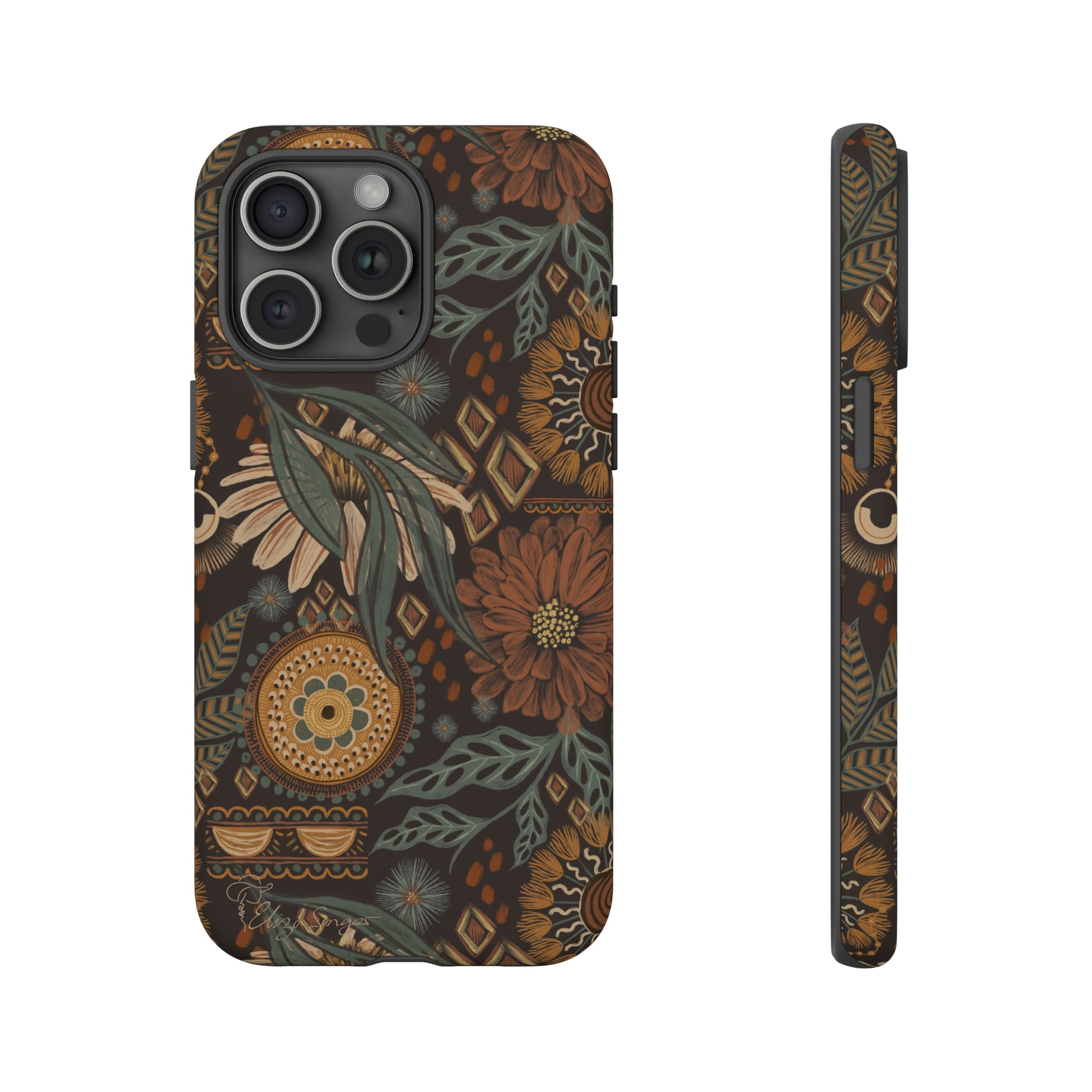 Rustic Boho Bloom: Blissfully Boho Rustic Daisy iPhone Tough Protective Cover. An artful fusion of Flowers, Boho, and floral daisies in a Western design. Compatible with iPhone 15, 14, 13, XS, XR Pro/Max/Mini/P/Plus. Embrace Bohemian Elegance with Durability and Style. #ElizaSinger #PhoneCase #BohoFloral