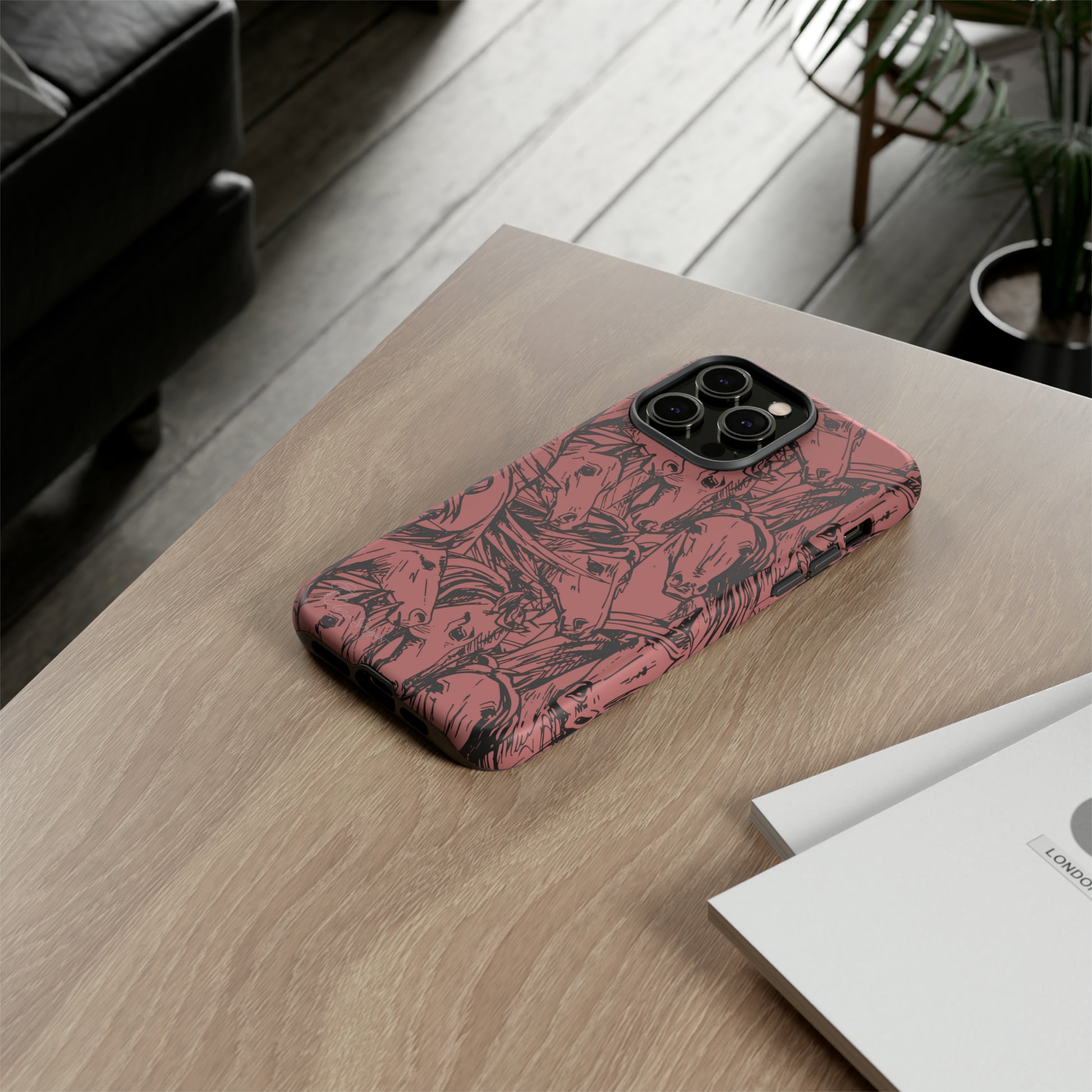 Gallop in Style: Horse Art Western Design iPhone Tough Protective Cover. Featuring a Scribble Horse Drawing, compatible with iPhone 15, 14, 13, 12, 11, XS, XR Pro/Max/Mini/P/Plus. Unleash the Rider in You with Style and Durability. #ElizaSinger #PhoneCase #WesternArt