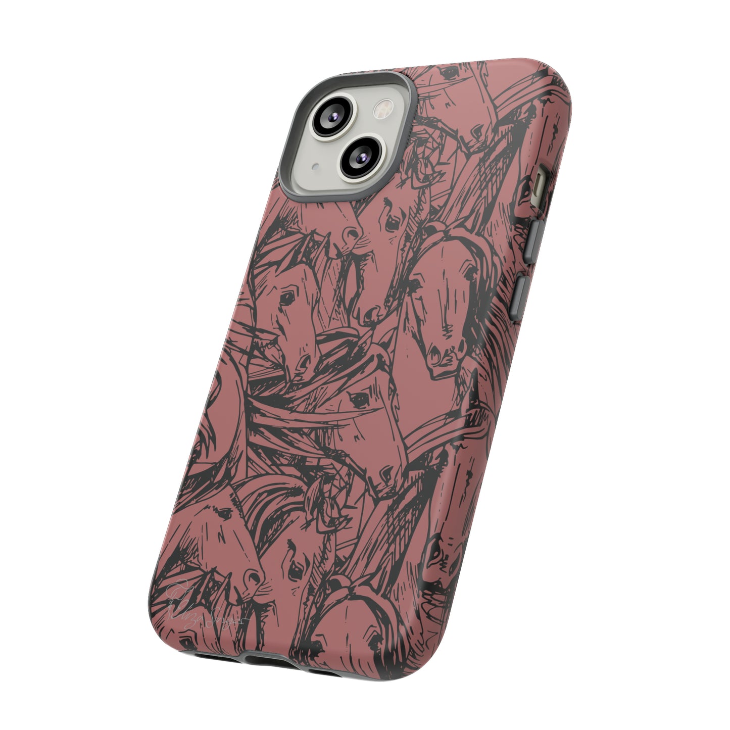 Gallop in Style: Horse Art Western Design iPhone Tough Protective Cover. Featuring a Scribble Horse Drawing, compatible with iPhone 15, 14, 13, 12, 11, XS, XR Pro/Max/Mini/P/Plus. Unleash the Rider in You with Style and Durability. #ElizaSinger #PhoneCase #WesternArt