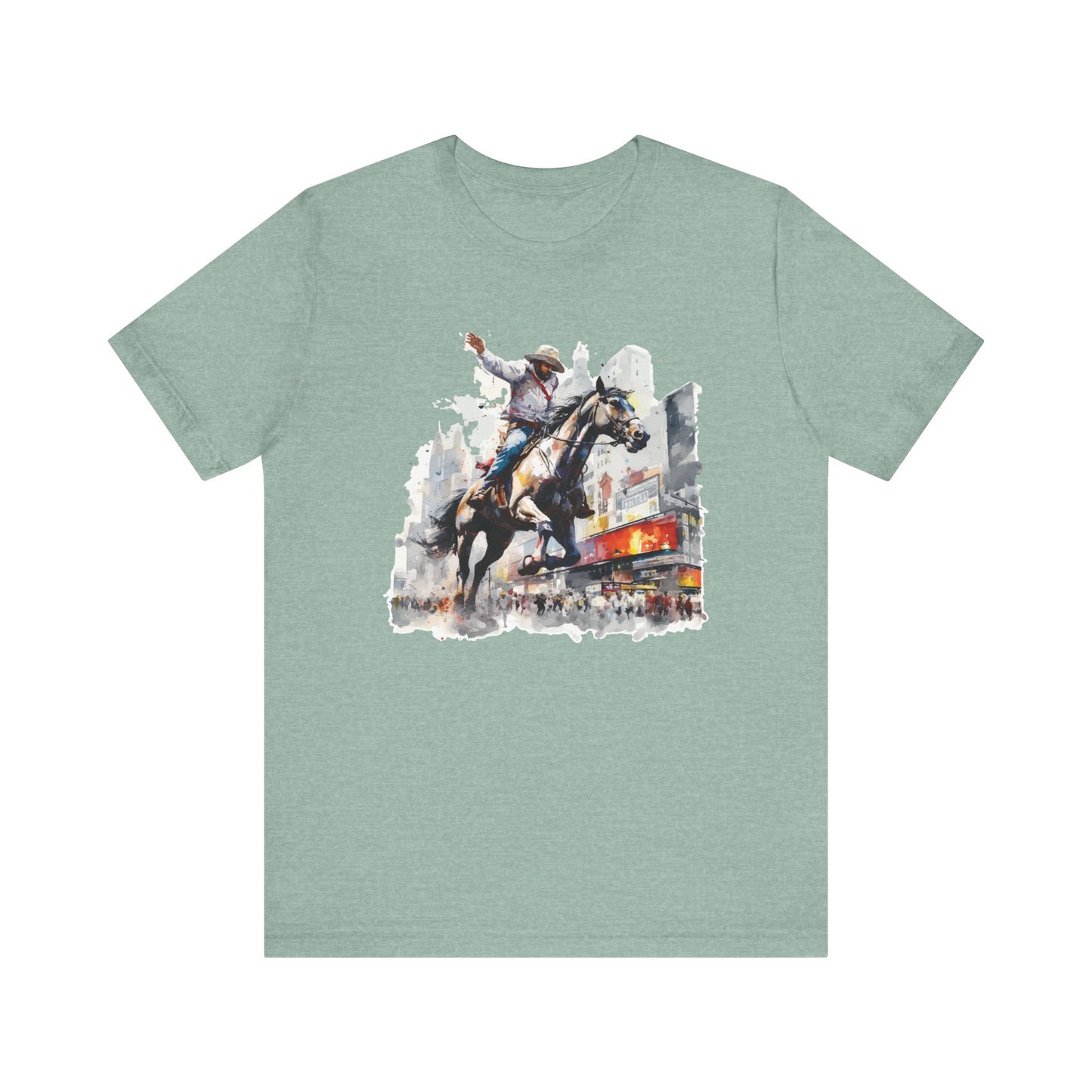 Urban Rodeo: Bella Canvas T-shirt with Cowboy in Times Square