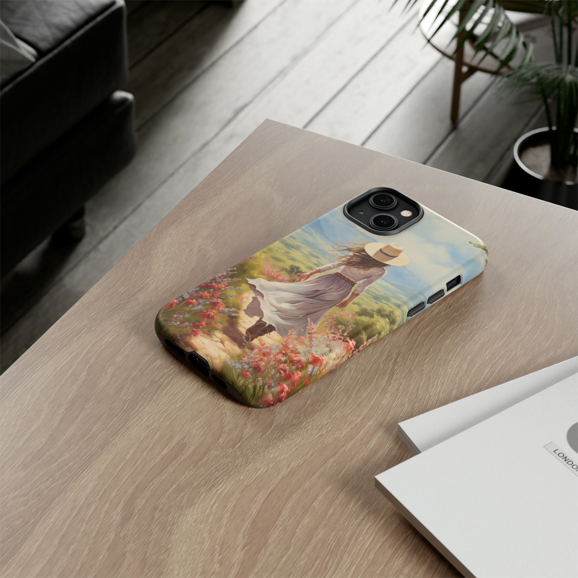Embrace Whimsical Protection: Tough Western Cell Phone Case by Eliza Singer. Step into a World of Enchantment with a Stylish Woman Amidst Nature's Beauty. Safeguard Your Phone with Artistic Charm. #ElizaSinger #PhoneCase #WesternStyle 
