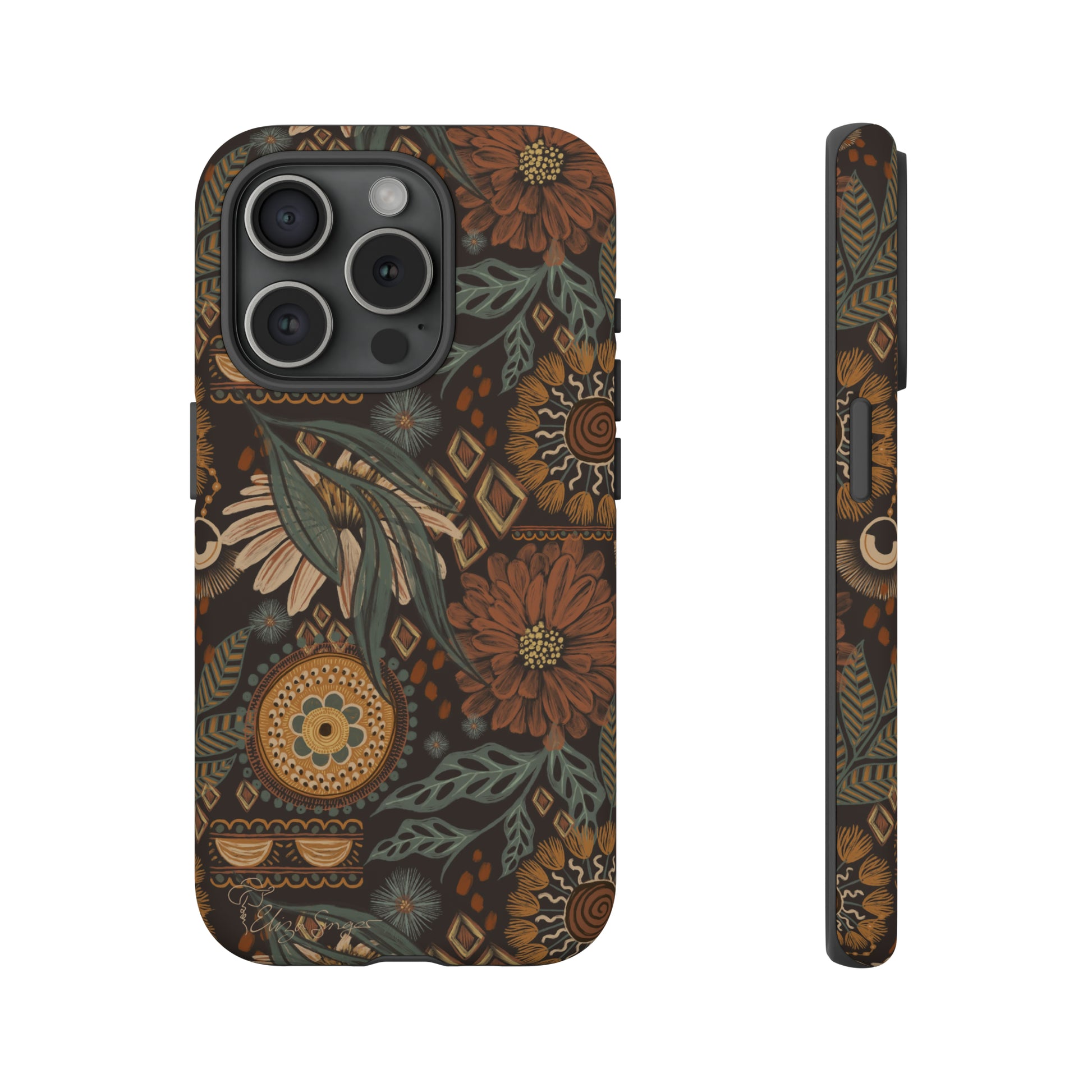 Rustic Boho Bloom: Blissfully Boho Rustic Daisy iPhone Tough Protective Cover. An artful fusion of Flowers, Boho, and floral daisies in a Western design. Compatible with iPhone 15, 14, 13, XS, XR Pro/Max/Mini/P/Plus. Embrace Bohemian Elegance with Durability and Style. #ElizaSinger #PhoneCase #BohoFloral