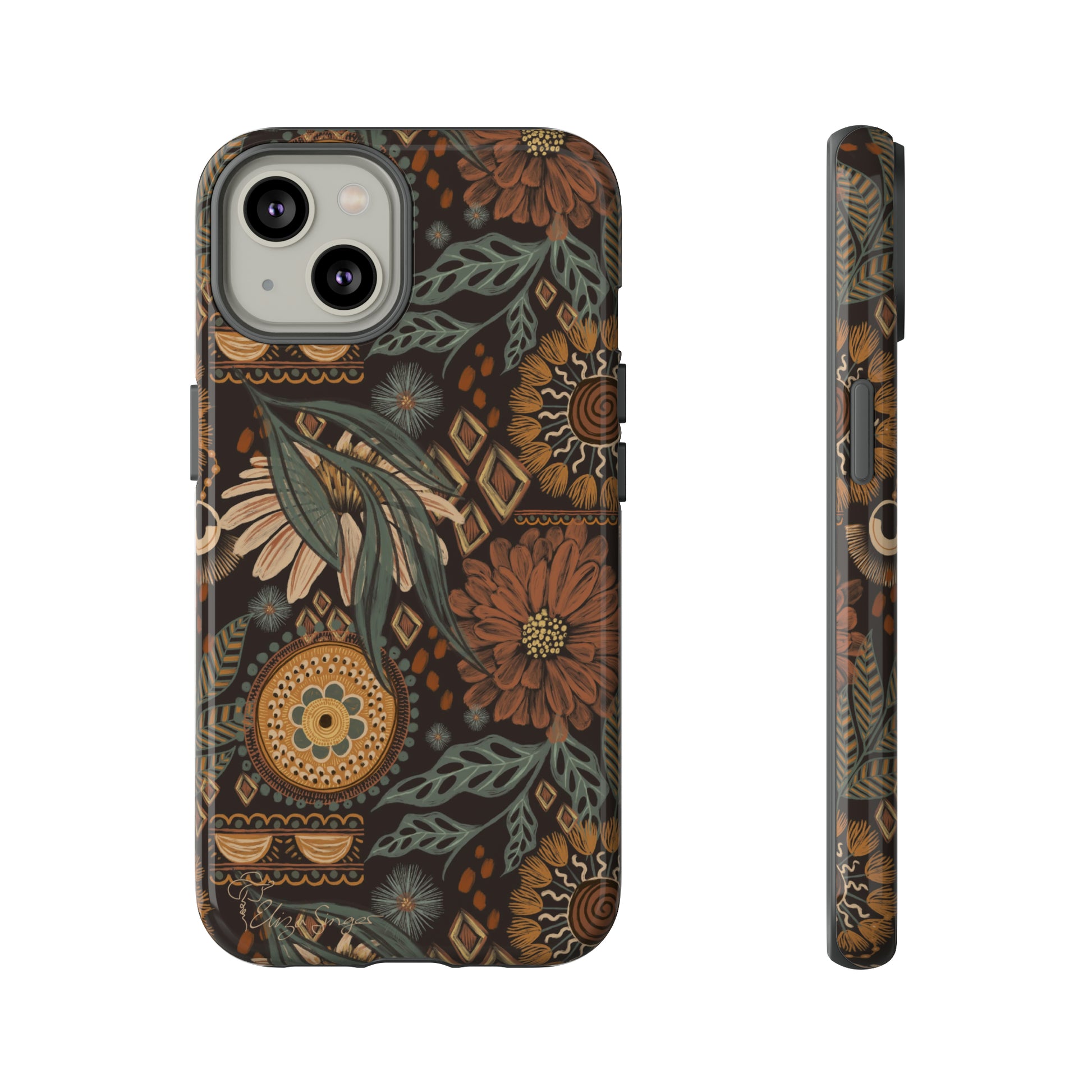 Rustic Boho Bloom: Blissfully Boho Rustic Daisy iPhone Tough Protective Cover. An artful fusion of Flowers, Boho, and floral daisies in a Western design. Compatible with iPhone 15, 14, 13, XS, XR Pro/Max/Mini/P/Plus. Embrace Bohemian Elegance with Durability and Style. #ElizaSinger #PhoneCase #BohoFloral