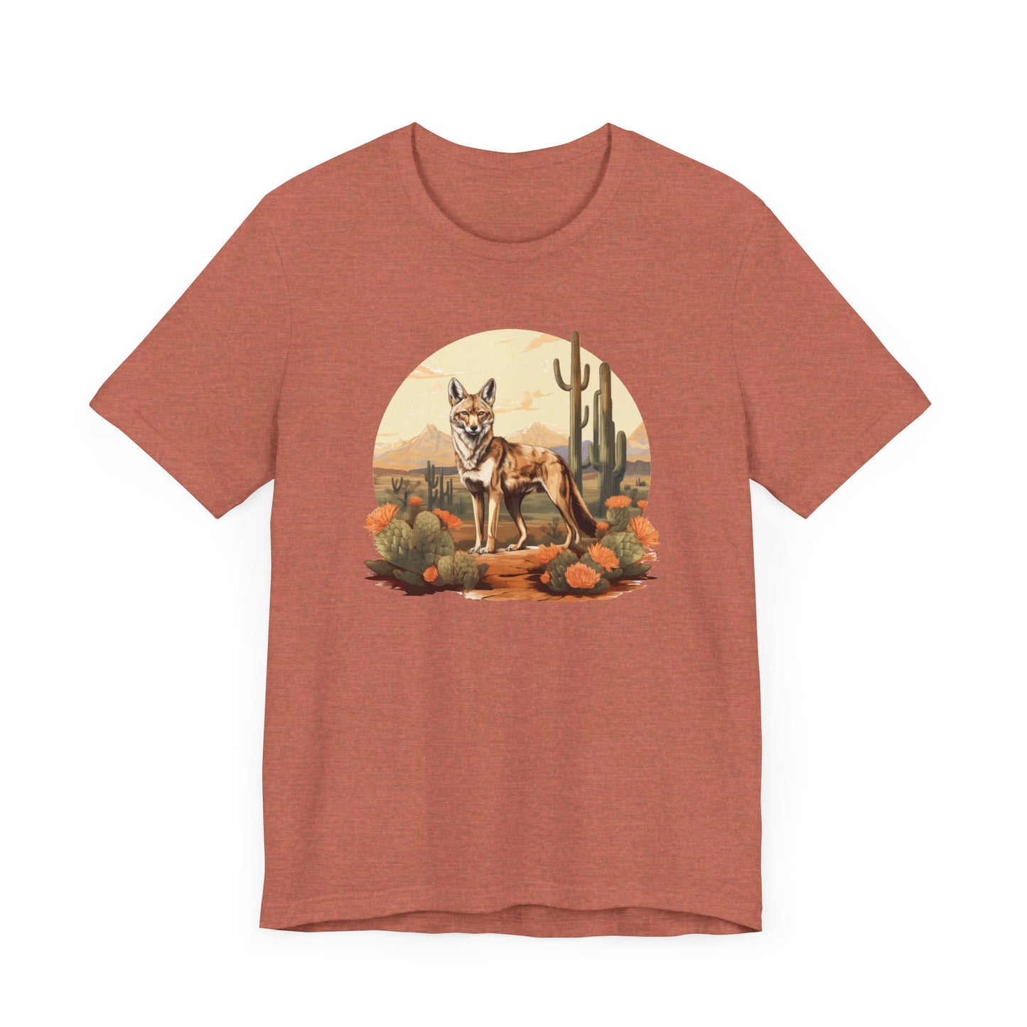 Desert Nomad: Bella Canvas T-shirt with Jackal and Cactus