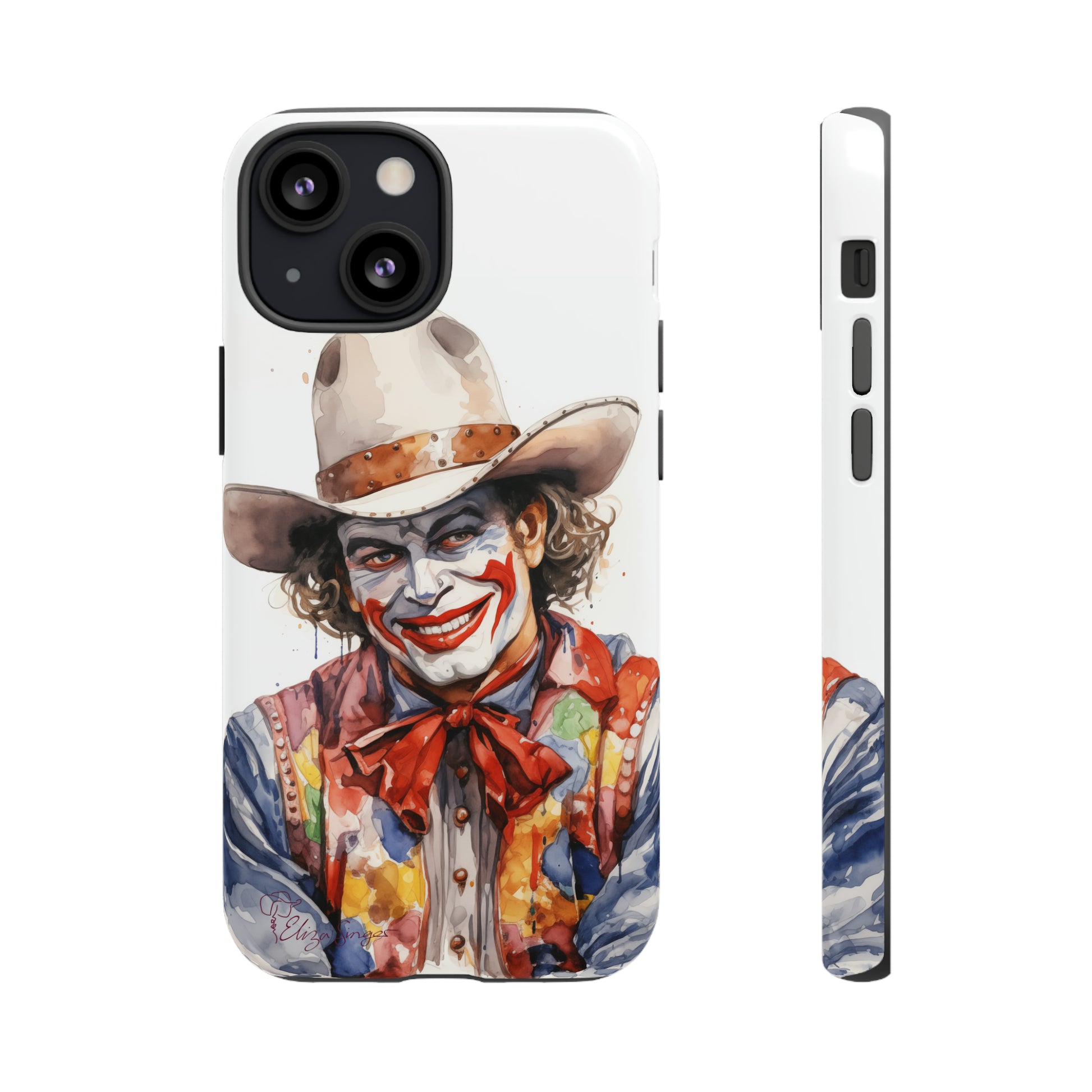 Unveiling our Tough Western Cell Phone Case: Watercolor Rodeo Clown Edition! Immerse yourself in the world of rodeo with this charming watercolor depiction of a rodeo clown on a white background. A perfect blend of style and durability.