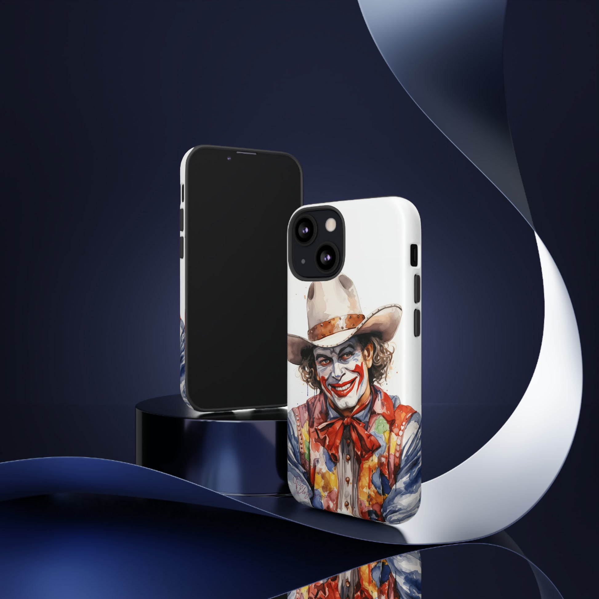 Unveiling our Tough Western Cell Phone Case: Watercolor Rodeo Clown Edition! Immerse yourself in the world of rodeo with this charming watercolor depiction of a rodeo clown on a white background. A perfect blend of style and durability.
