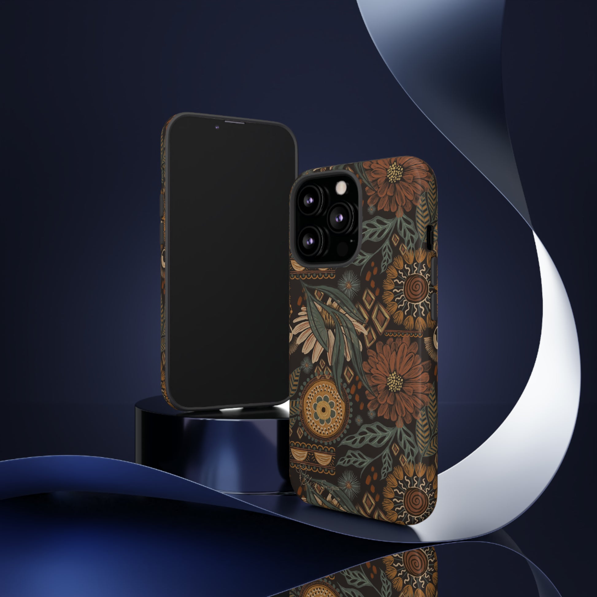 Rustic Boho Bloom: Blissfully Boho Rustic Daisy iPhone Tough Protective Cover. An artful fusion of Flowers, Boho, and floral daisies in a Western design. Compatible with iPhone 15, 14, 13, XS, XR Pro/Max/Mini/P/Plus. Embrace Bohemian Elegance with Durability and Style. #ElizaSinger #PhoneCase #BohoFloral