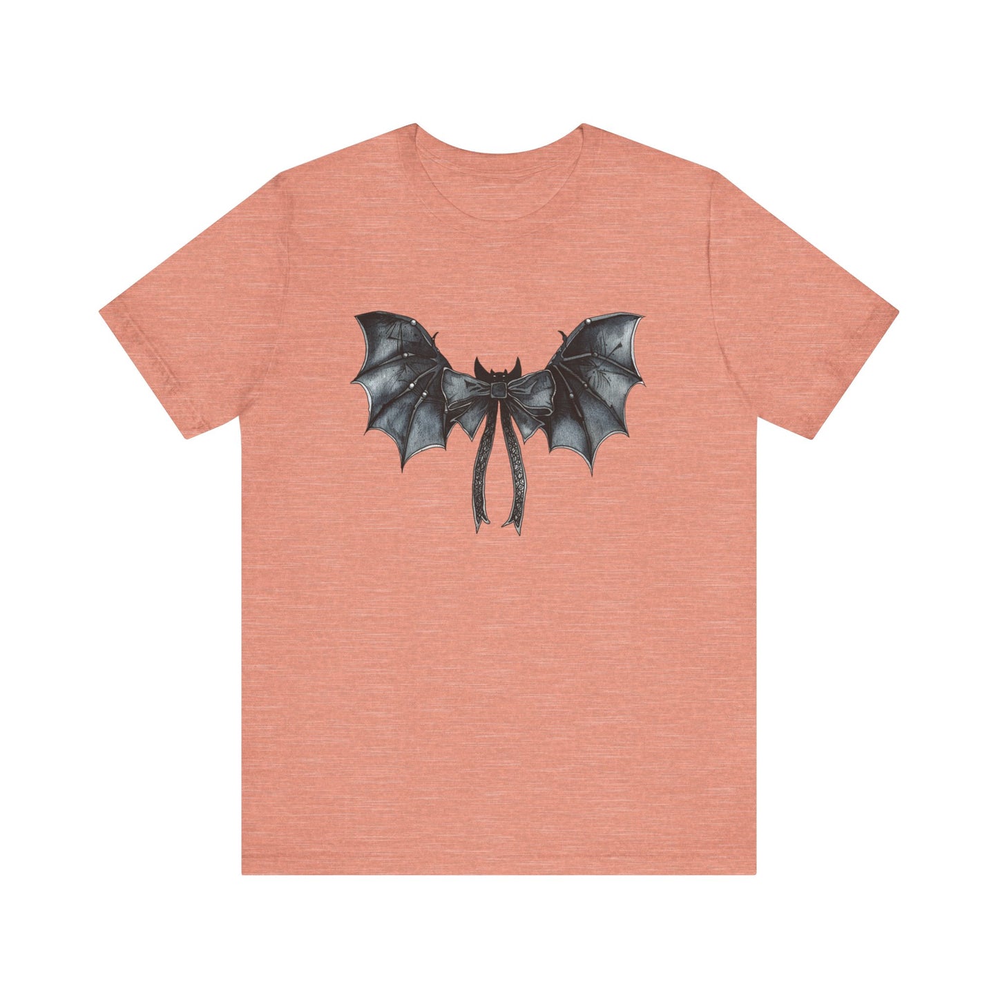 Subtle Spooks: Halloween Bella Canvas T-shirt with Minimalistic Bat Wing Design