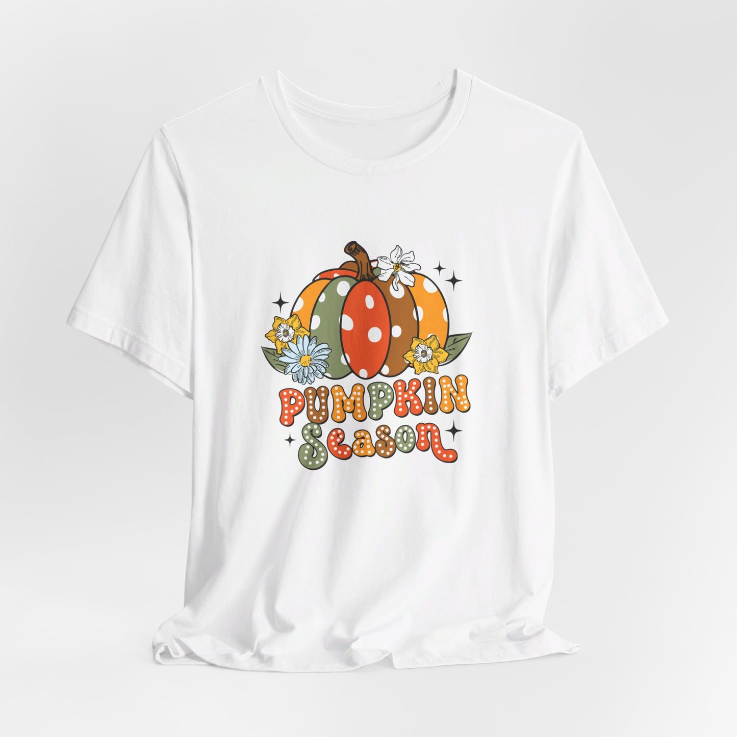 Pumpkin Season: Bella Canvas T-shirt with Multicolored Pumpkins